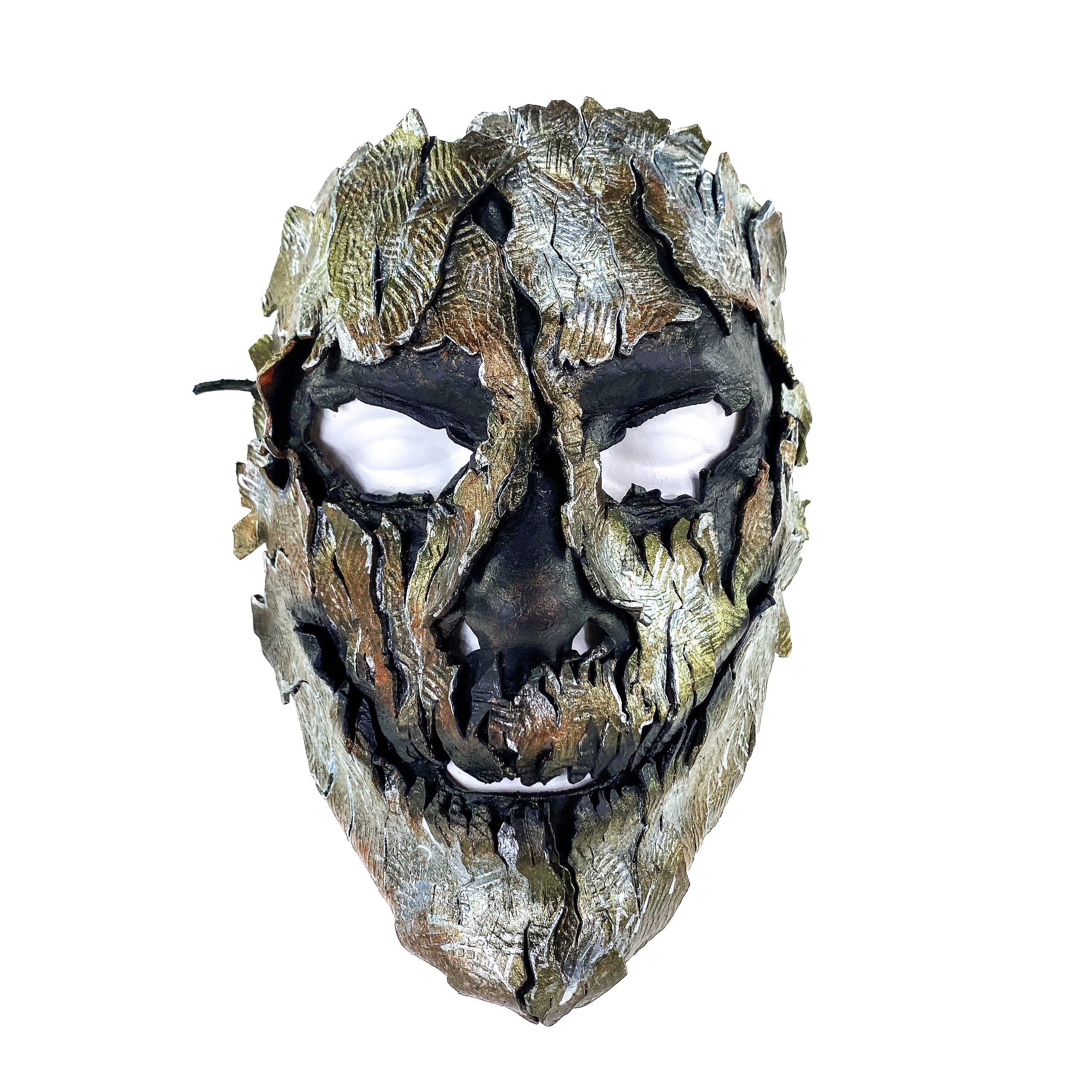 Genuine Leather Mask - Shattered Metal Paint - Handmade Full Face Cover for Halloween, Performance or Cosplay Costume Rockwell Masks