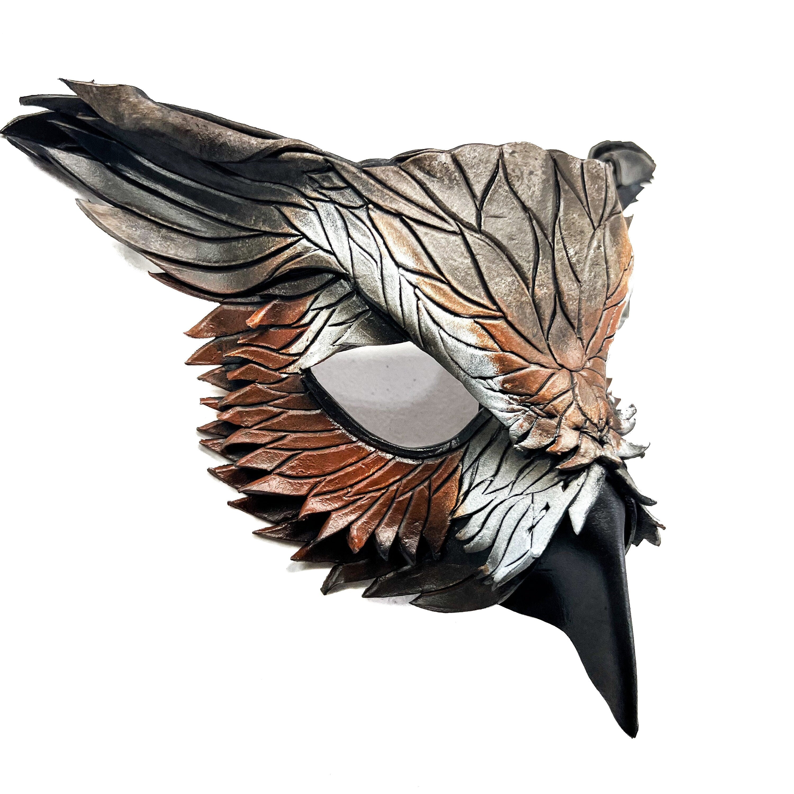Layered Horned Owl Handmade Genuine Leather Mask Rockwell Masks
