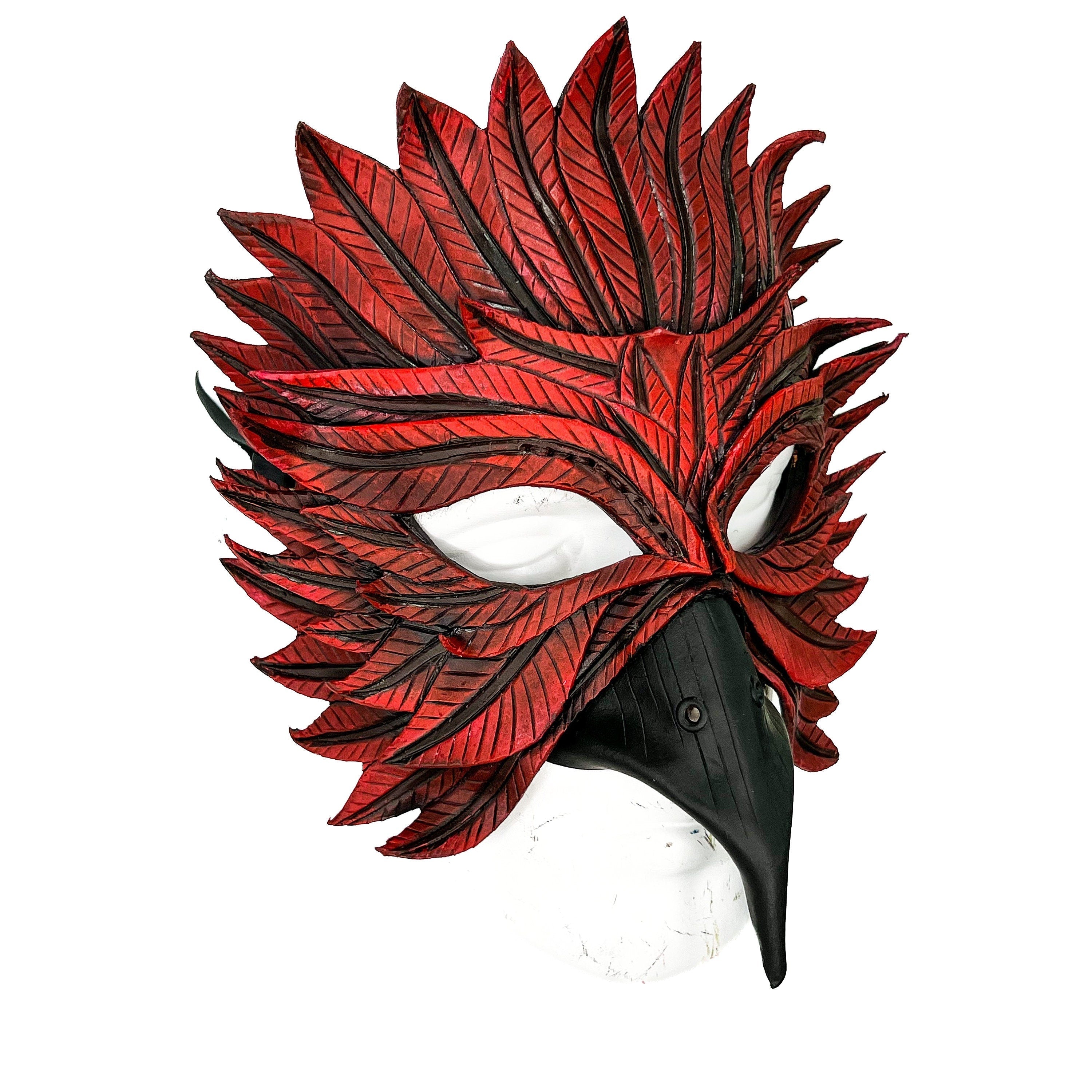 Red Bird Handmade Genuine Leather Mask Rockwell Masks