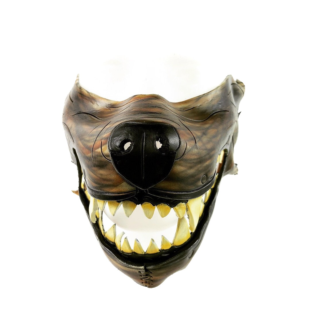 Mad Dog Handcrafted Genuine Leather Wolf Mask Rockwell Masks