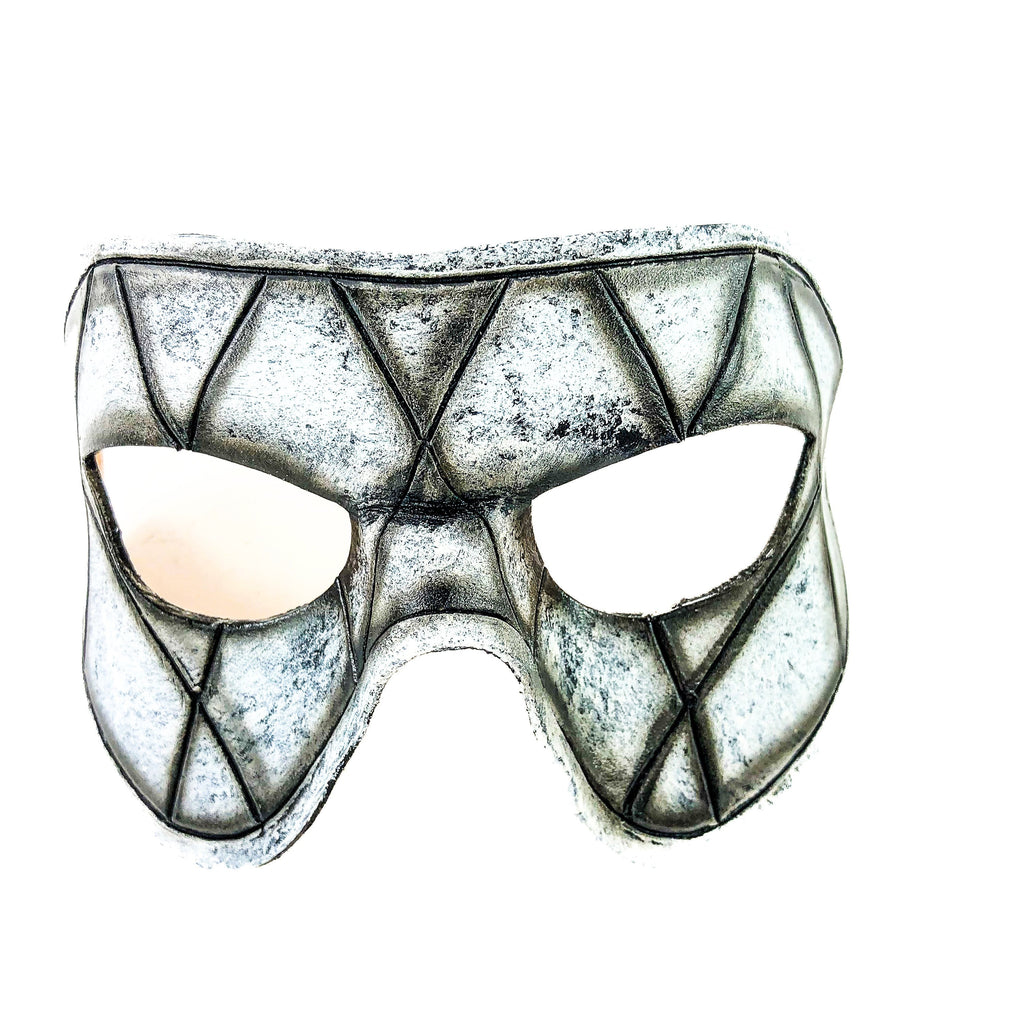 Harlequin Handmade Genuine Leather Mask in Black and White Rockwell Masks