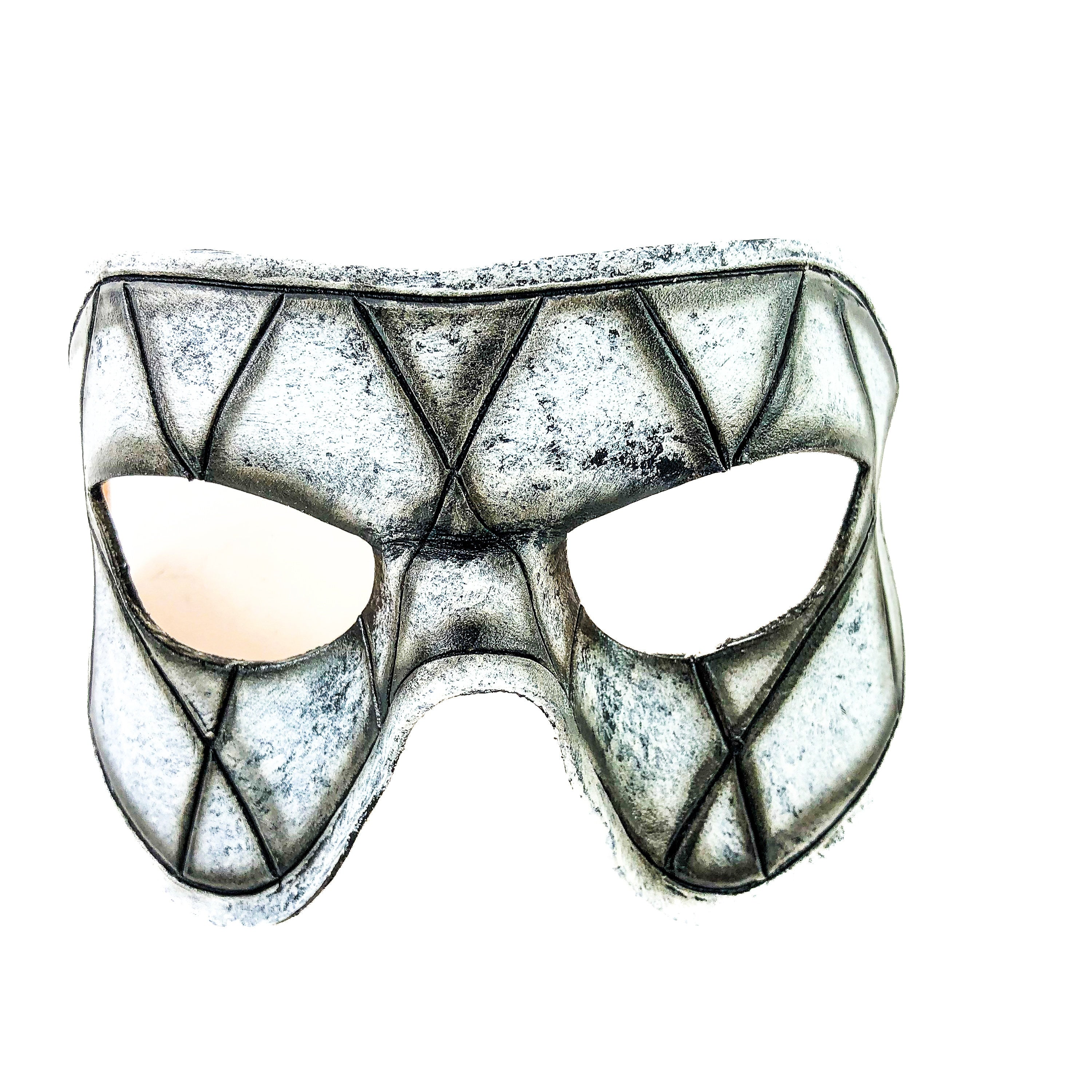 Harlequin Handmade Genuine Leather Mask in Black and White Rockwell Masks