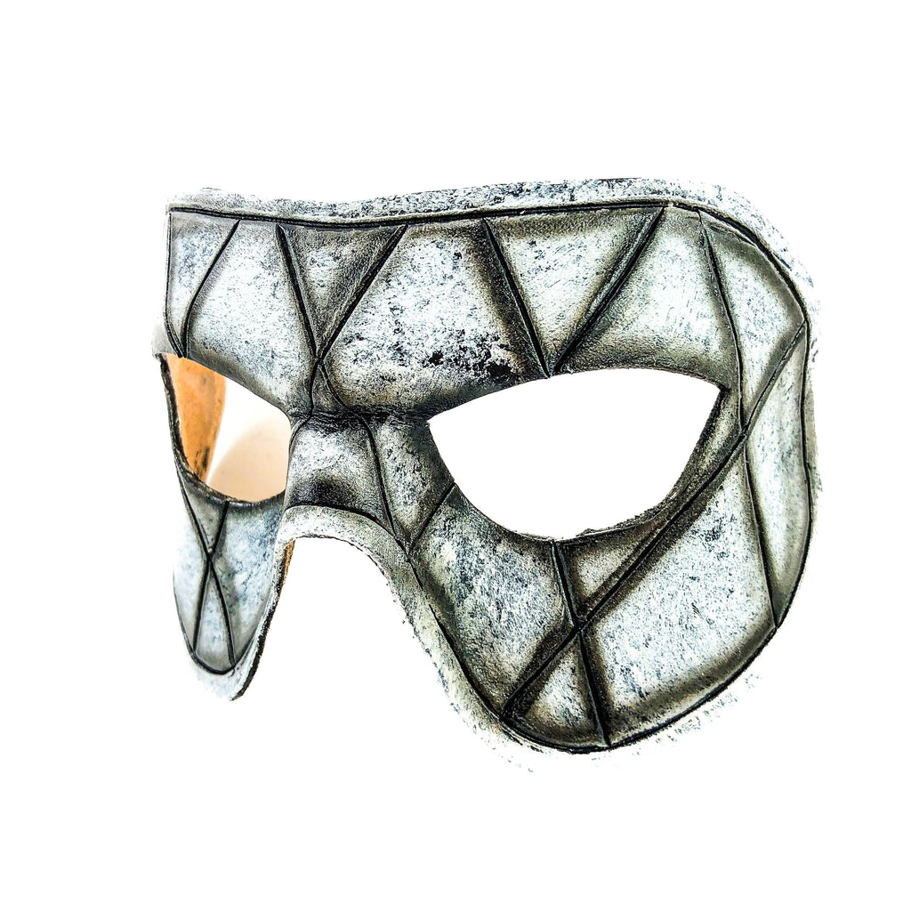 Harlequin Handmade Genuine Leather Mask in Black and White Rockwell Masks