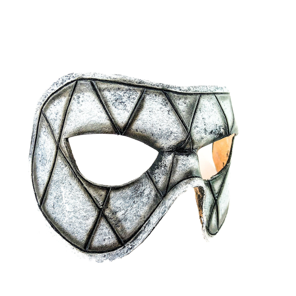 Harlequin Handmade Genuine Leather Mask in Black and White Rockwell Masks
