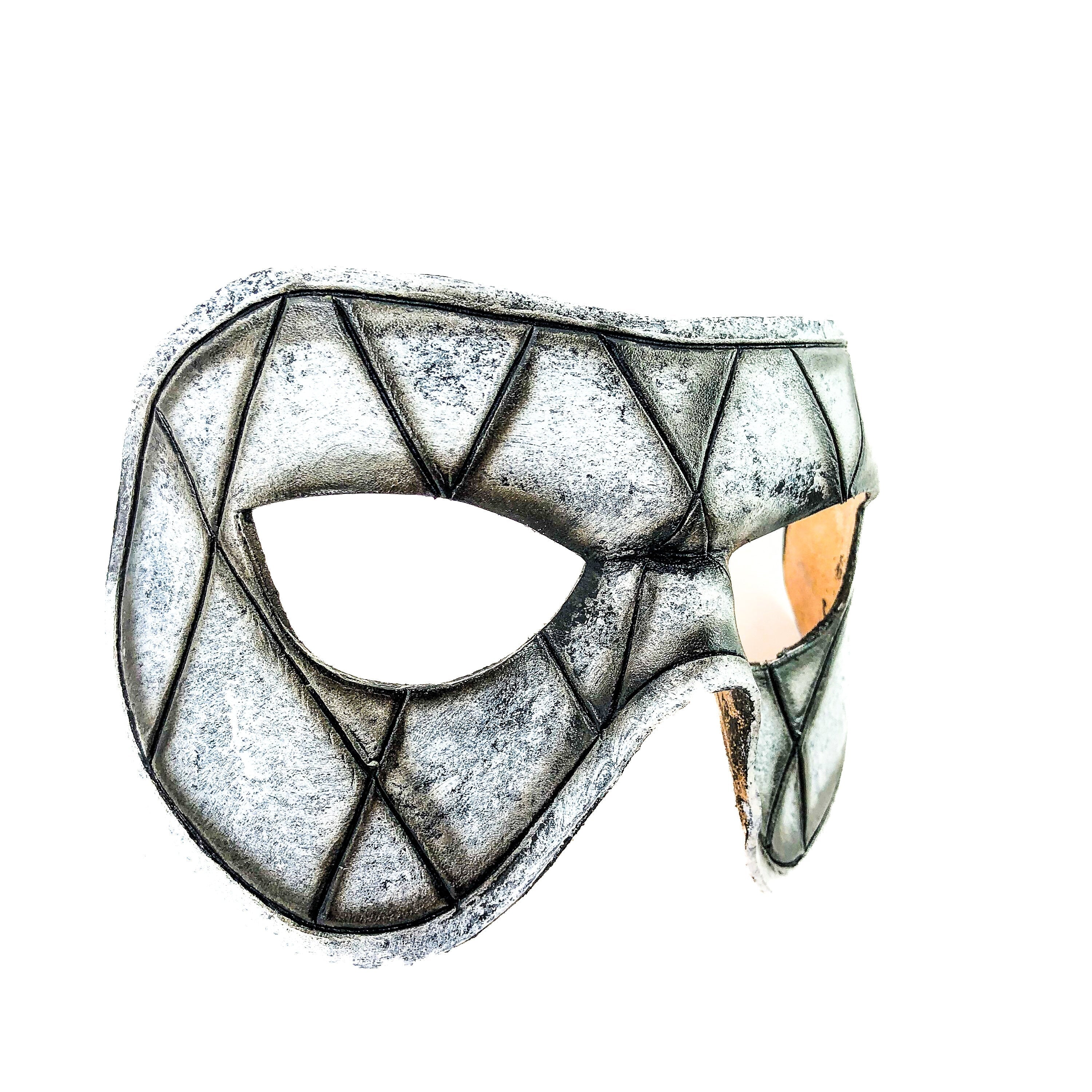 Harlequin Handmade Genuine Leather Mask in Black and White Rockwell Masks