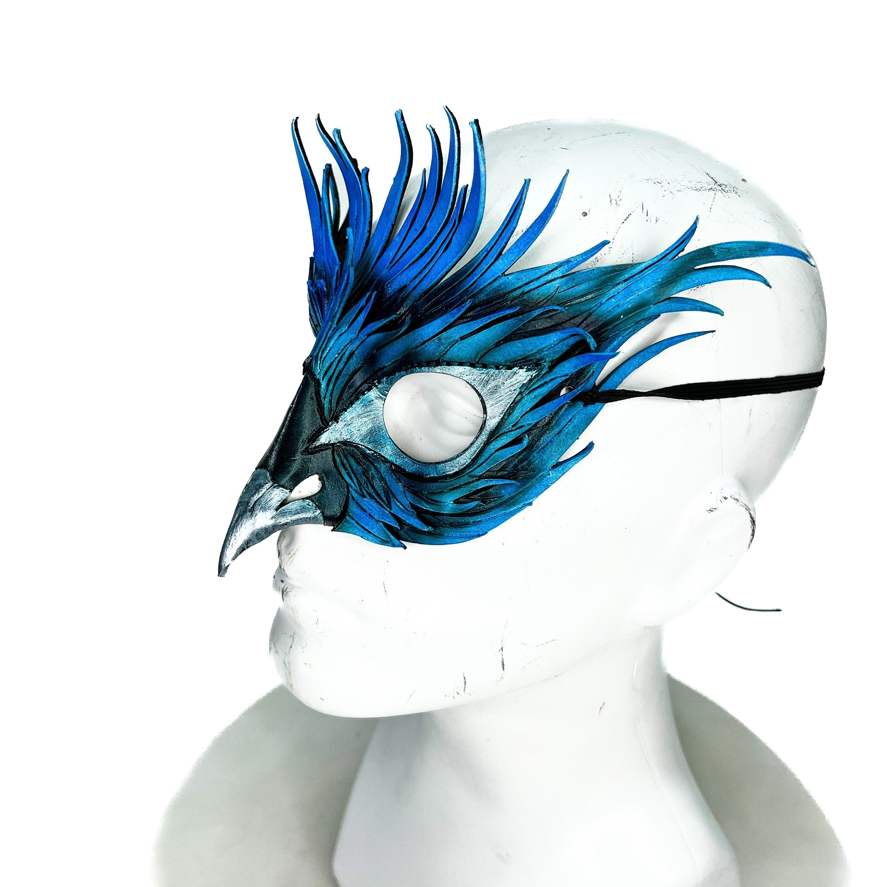 Layered Blue Phoenix Handmade Genuine Leather Mask Rockwell Masks