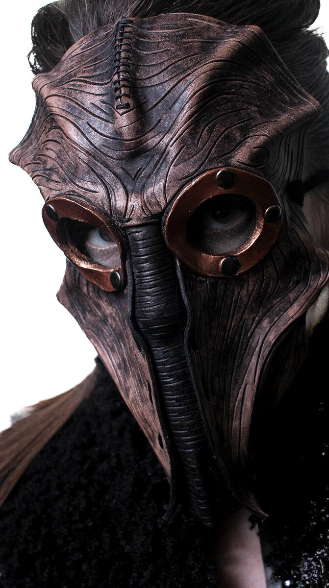 Steampunk Inspired Handmade Genuine Leather Mask in Brown Rockwell Masks