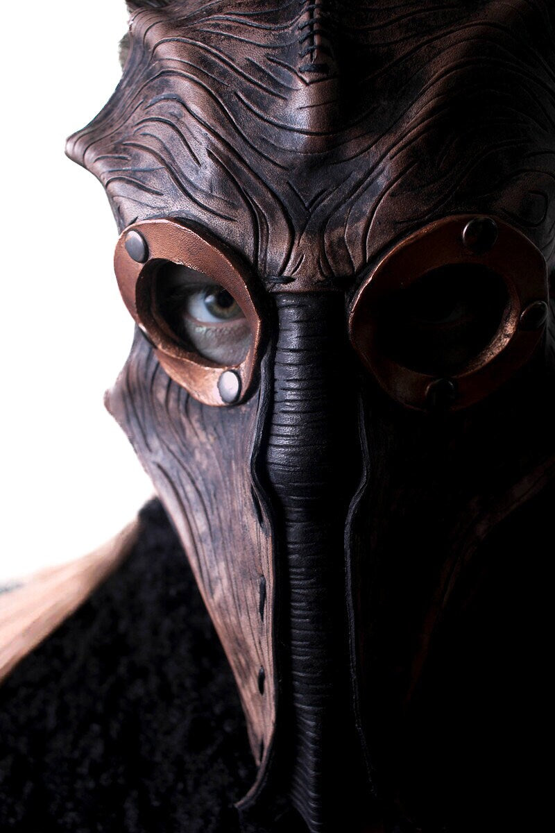 Steampunk Inspired Handmade Genuine Leather Mask in Brown Rockwell Masks