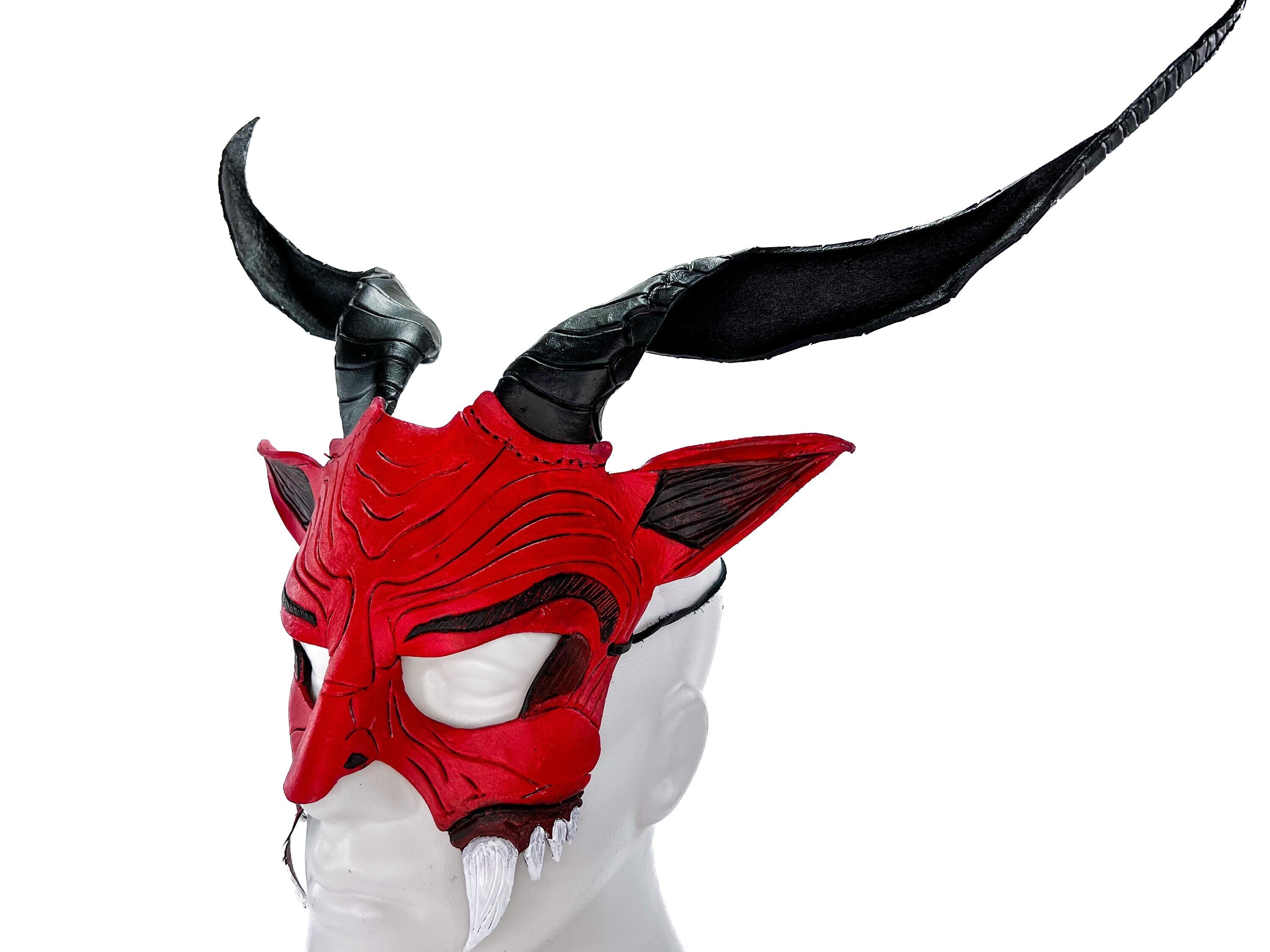 Krampus Handmade Genuine Leather Mask for Masquerade Cosplay or Halloween Costumes Rockwell Masks