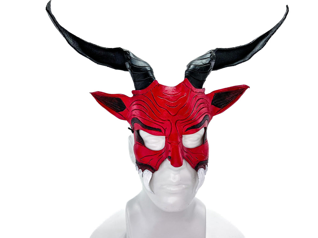 Krampus Handmade Genuine Leather Mask for Masquerade Cosplay or Halloween Costumes Rockwell Masks
