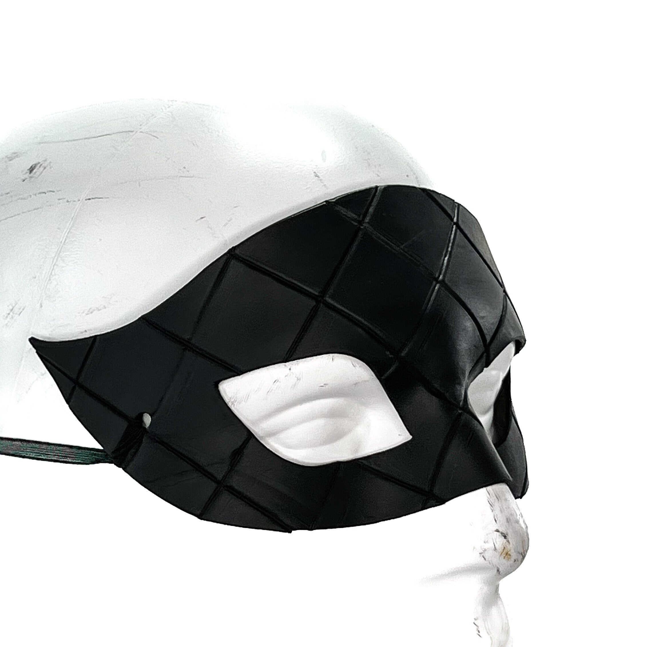 Masquerade Handmade Genuine Leather Mask in Black for Masquerades Halloween or Cosplay Rockwell Masks