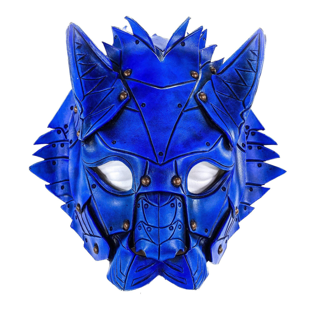 Feline Blue Handmade Genuine Leather Rockwell Masks