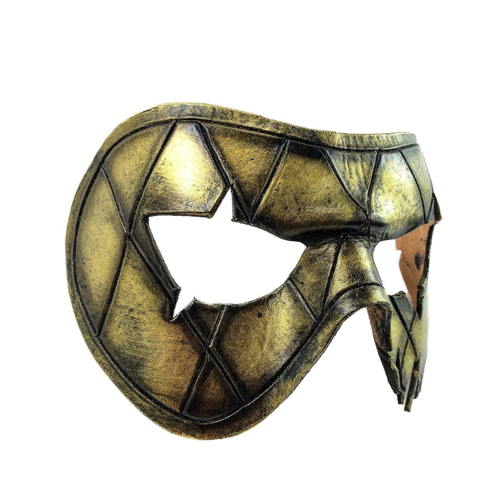 Harlequin Handmade Genuine Leather Mask in Gold Rockwell Masks