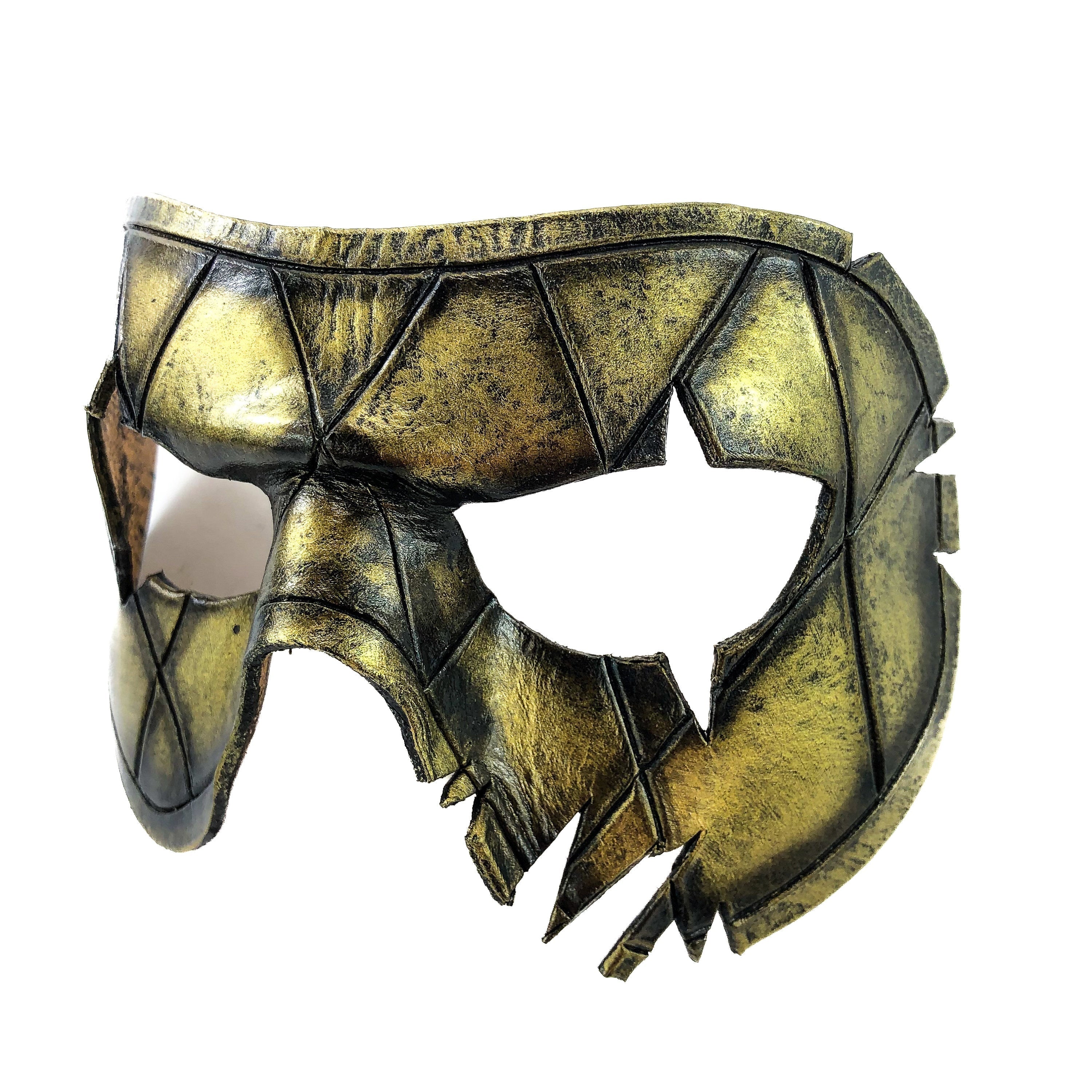 Harlequin Handmade Genuine Leather Mask in Gold Rockwell Masks