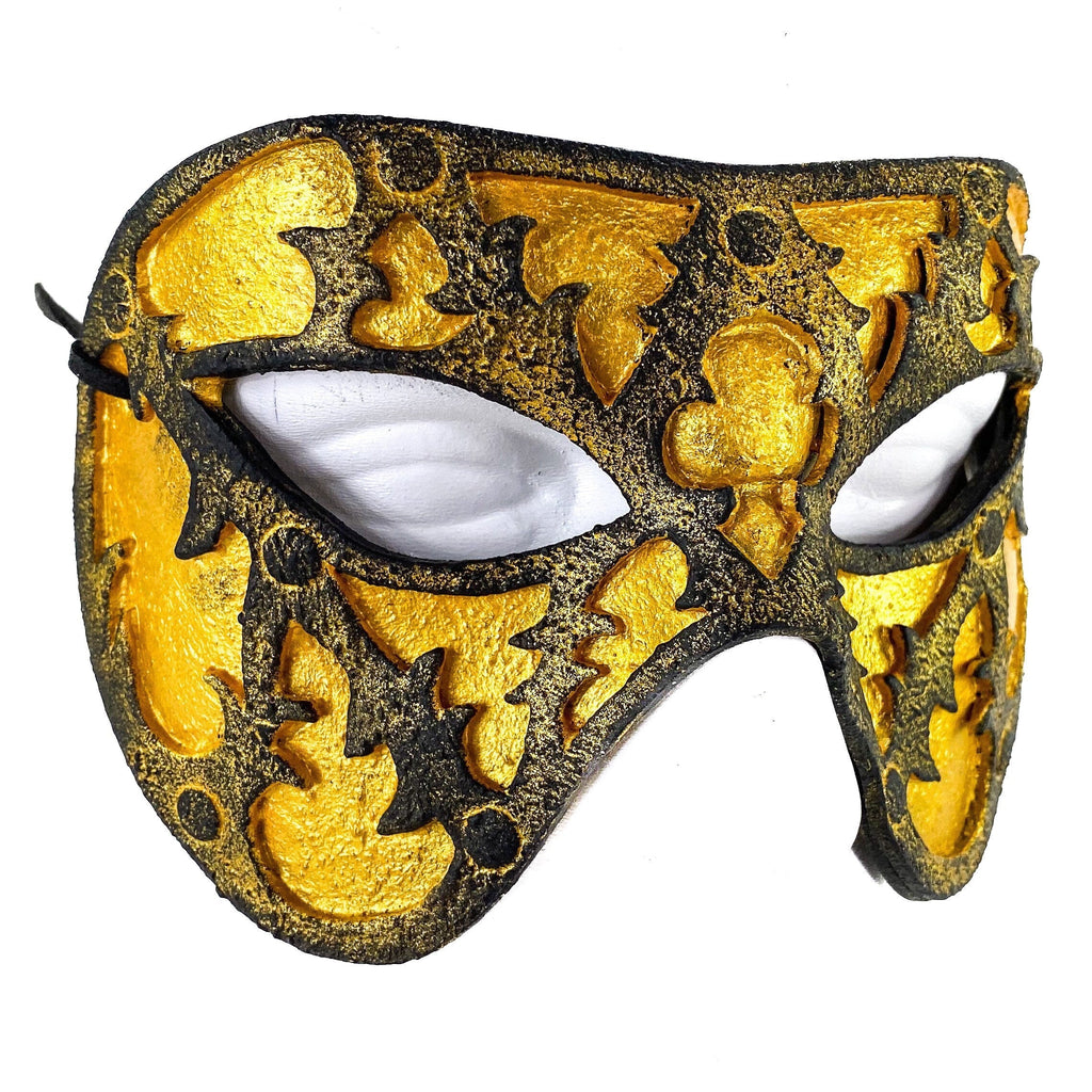Dual Layer Handmade Genuine Leather Mask in Gold and Black Rockwell Masks