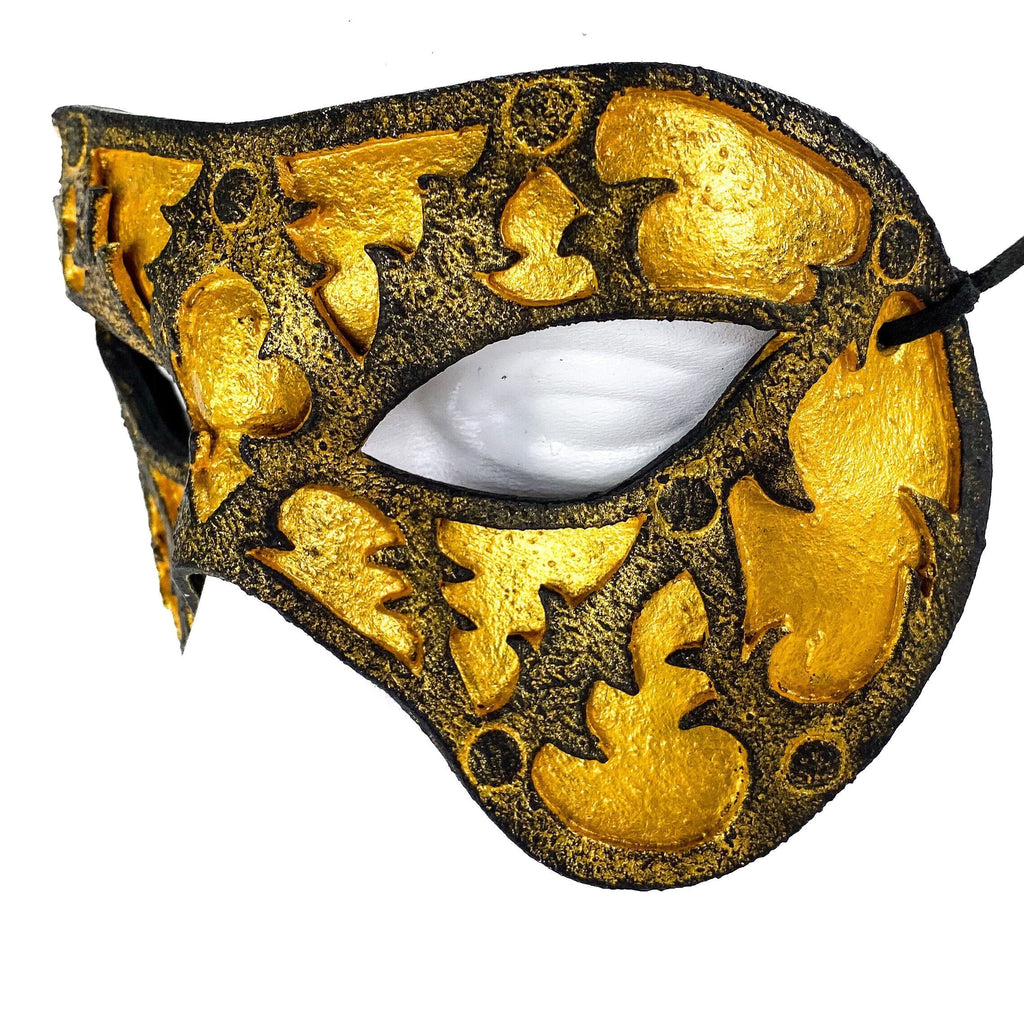 Dual Layer Handmade Genuine Leather Mask in Gold and Black Rockwell Masks