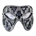 Dual Layer Handmade Genuine Leather Mask in Silver and Black Rockwell Masks