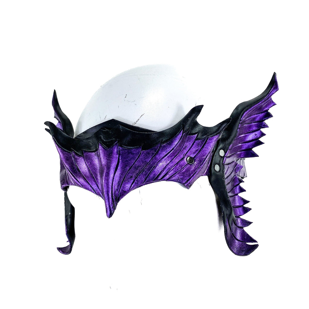 Masquerade Crown of Handmade Genuine Leather in  Purple and Black Rockwell Masks