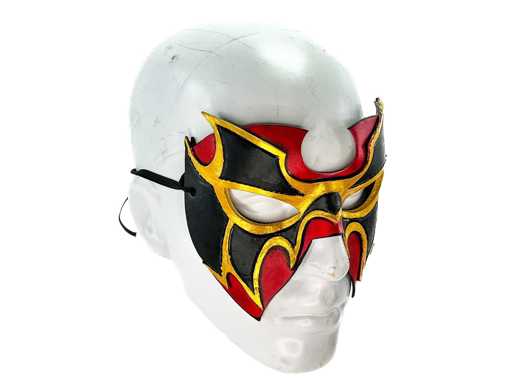 Super Hero Wrestling Mask Handmade Genuine Leather Mask in Red and Gold Rockwell Masks