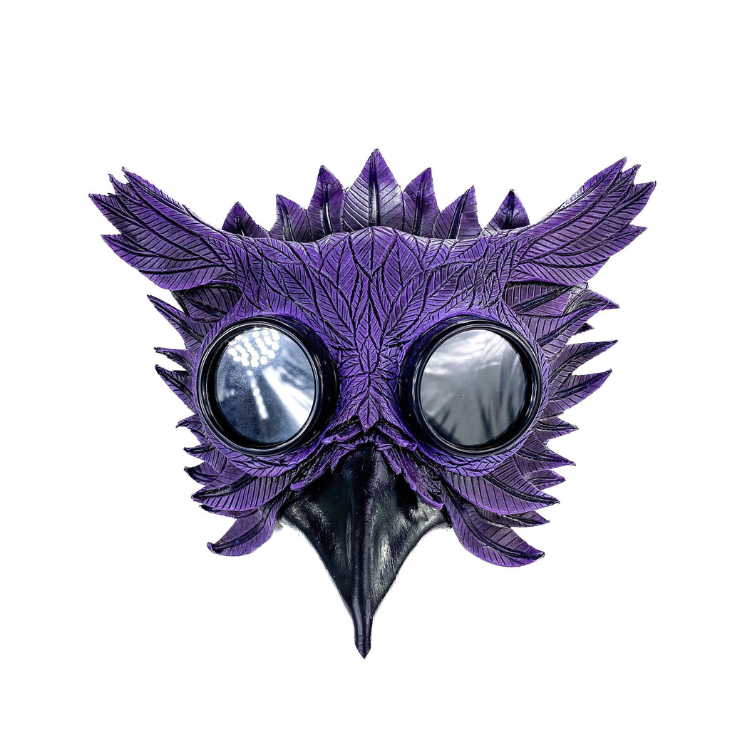 Purple Horned Owl Goggles Handmade Genuine Leather Mask Rockwell Masks