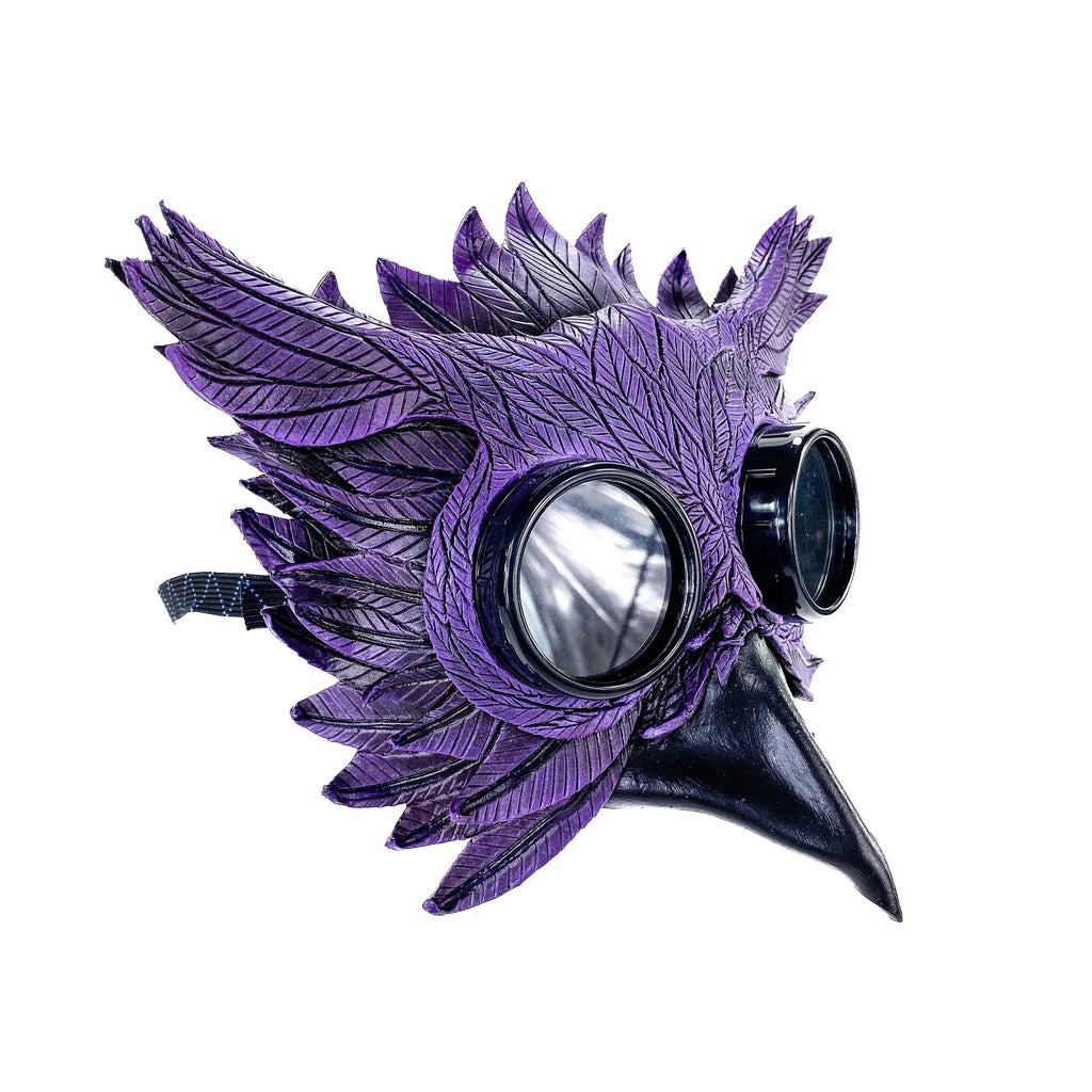 Purple Horned Owl Goggles Handmade Genuine Leather Mask Rockwell Masks