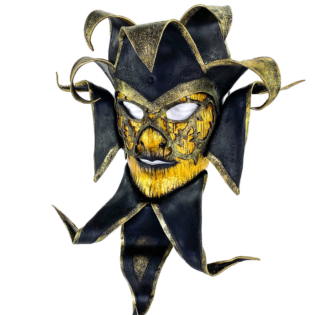 Venetian inspired Jester Mask in Gold and Black - Wearable or Wall Art Rockwell Masks