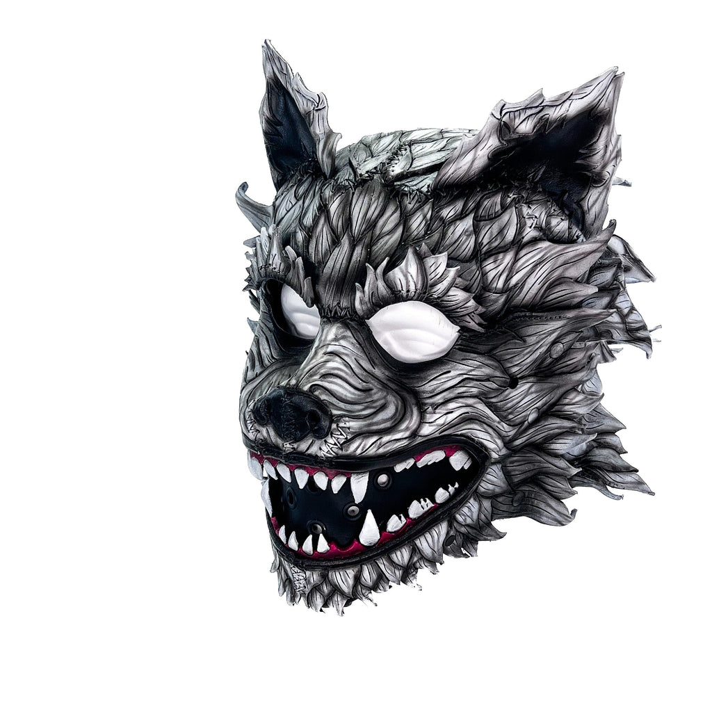 The Grey Lycan - Handmade Genuine Leather Helmet Mask Rockwell Masks