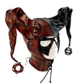 Jester Helmet Genuine Leather Mask in Red and Black Rockwell Masks