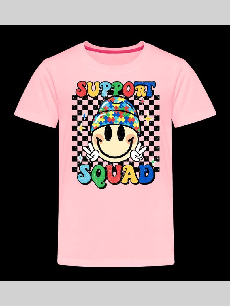 Toddler Girls Support Squad Autism Short Sleeve T-Shirt NicholesGifts