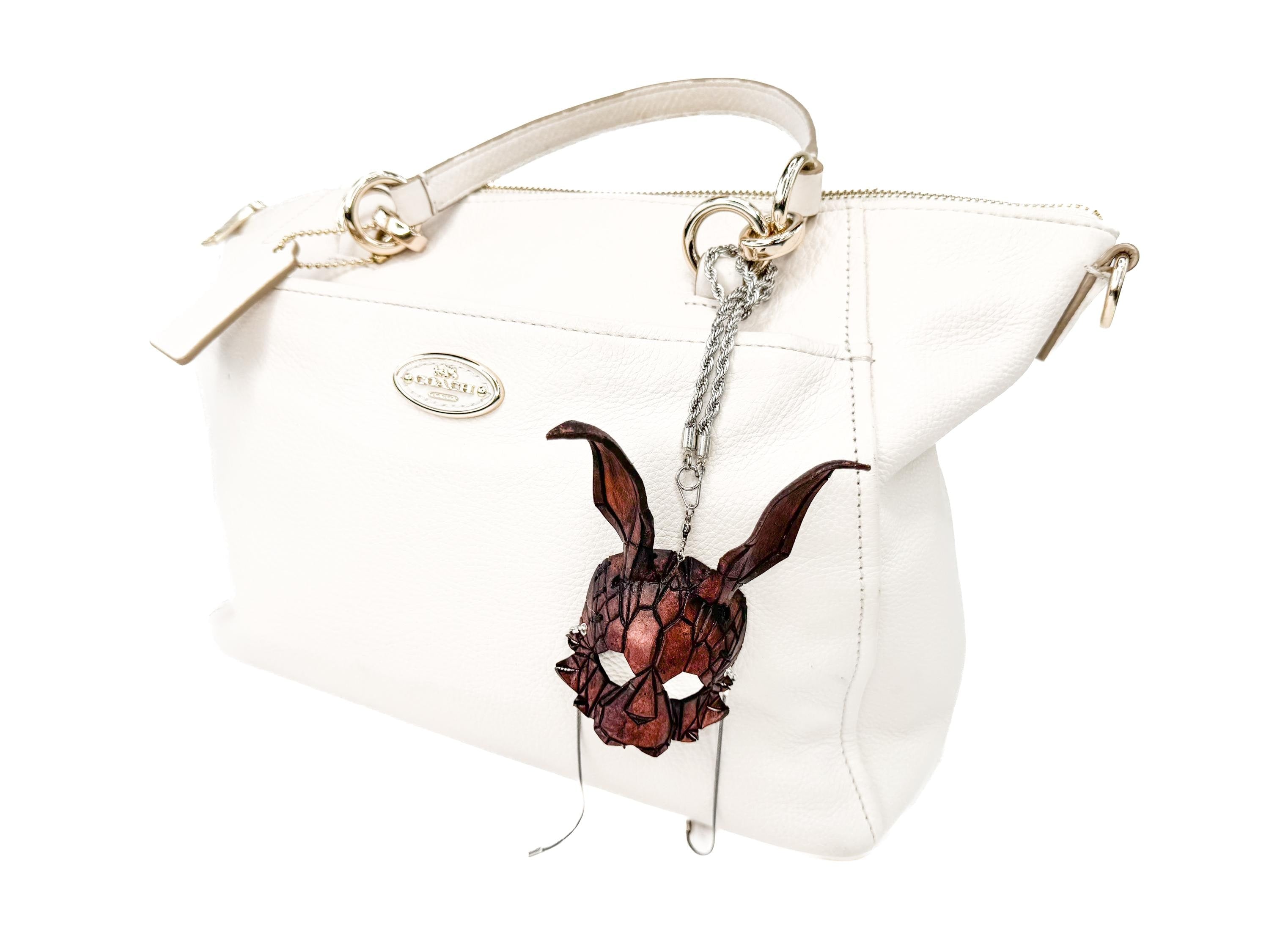 Graceful Bunny Leather Mini Mask – Handcrafted Charm for Rearview Mirrors, Handbags, Lanyards, Party Favors & More Rockwell Masks