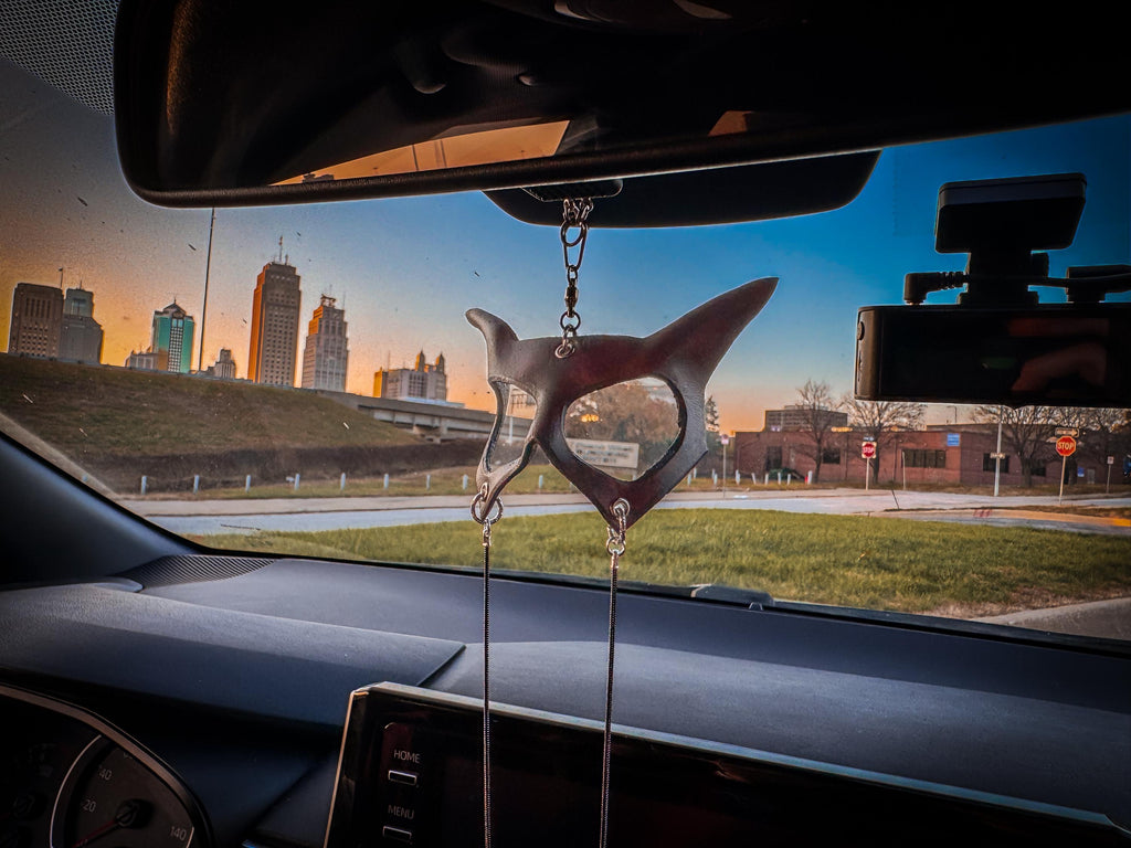 Curious Cat Leather Mini Mask – Handcrafted Charm for Rearview Mirrors, Handbags, Lanyards, Party Favors & More Rockwell Masks