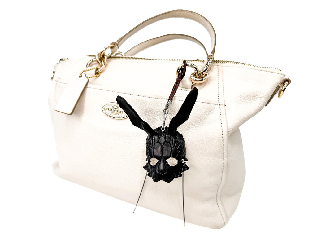 Geometric Bunny Leather Mini Mask – Handcrafted Charm for Rearview Mirrors, Handbags, Lanyards, Party Favors & More Rockwell Masks
