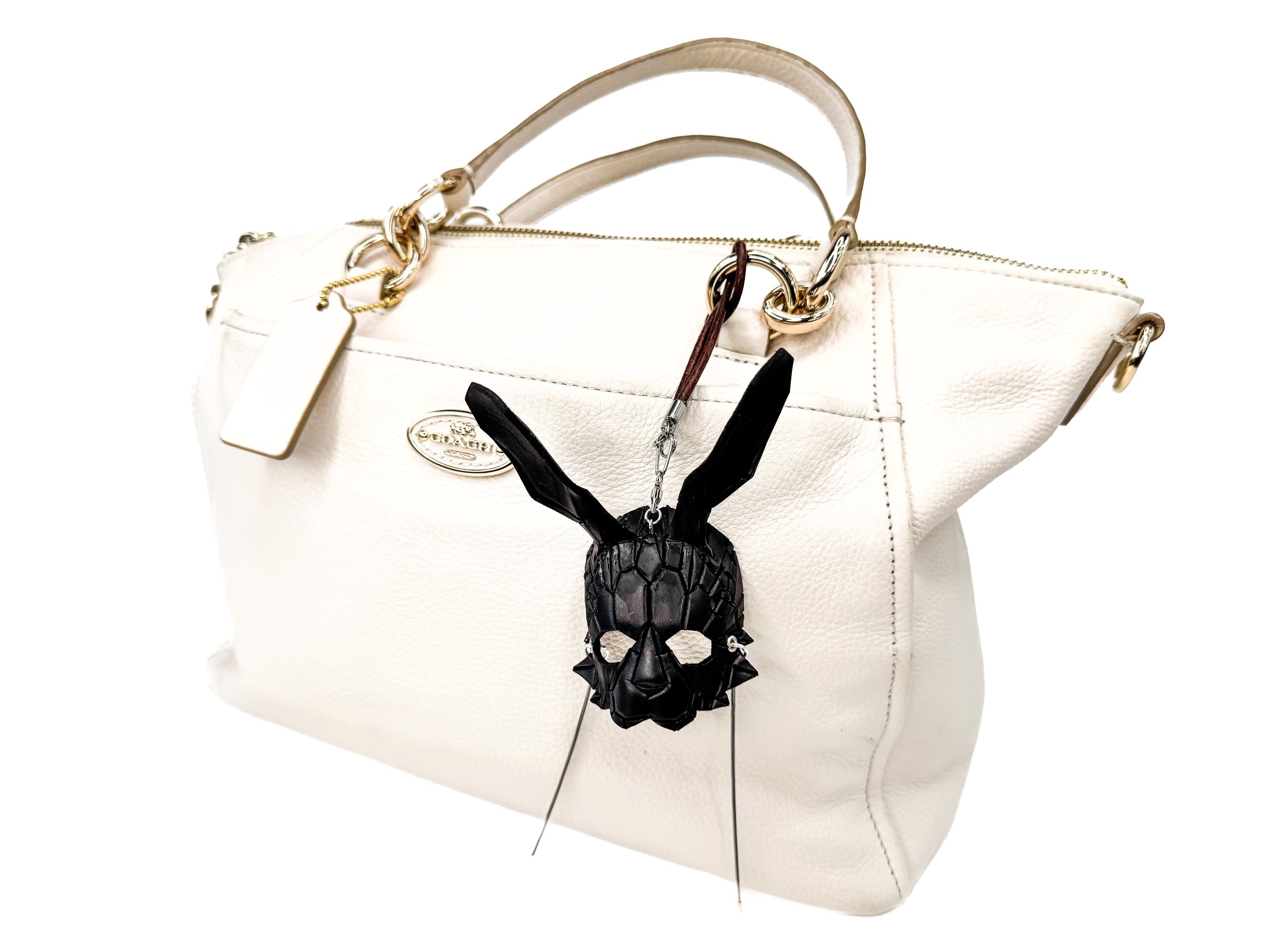 Geometric Bunny Leather Mini Mask – Handcrafted Charm for Rearview Mirrors, Handbags, Lanyards, Party Favors & More Rockwell Masks