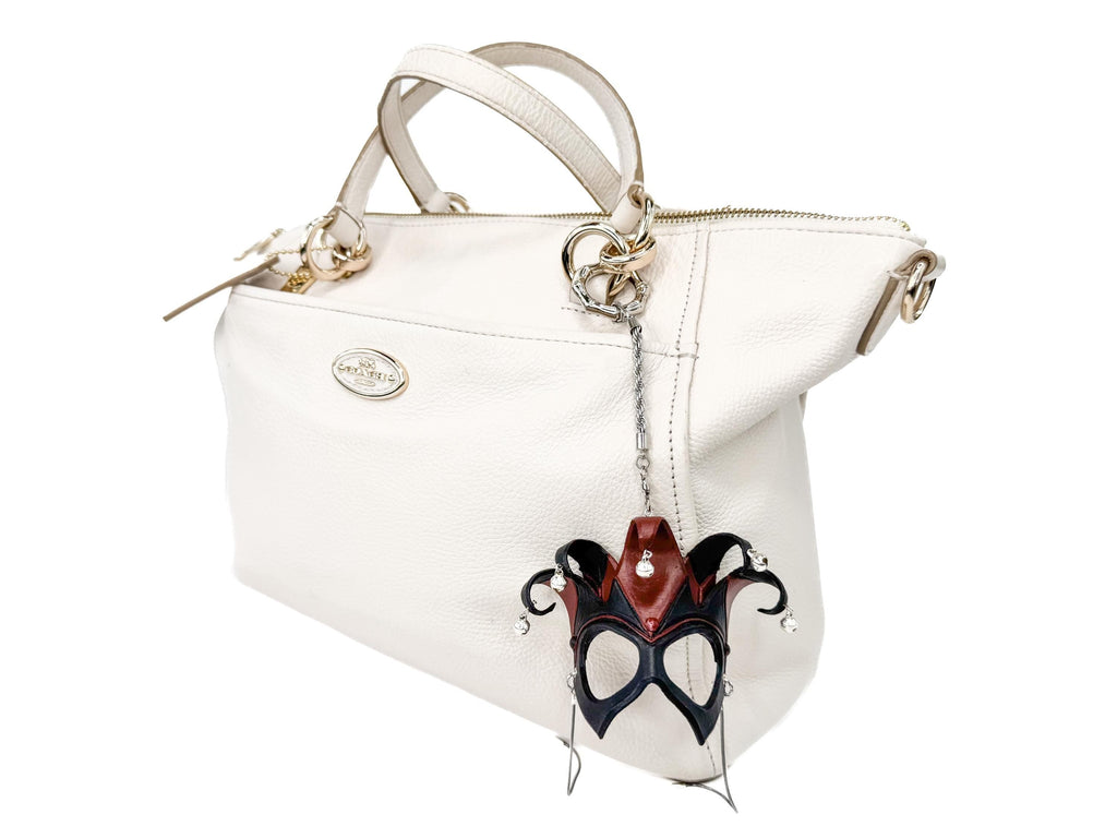 Court Jester - 5 Point Leather Mini Mask – Handcrafted Charm for Rearview Mirrors, Handbags, Lanyards, Party Favors & More Rockwell Masks