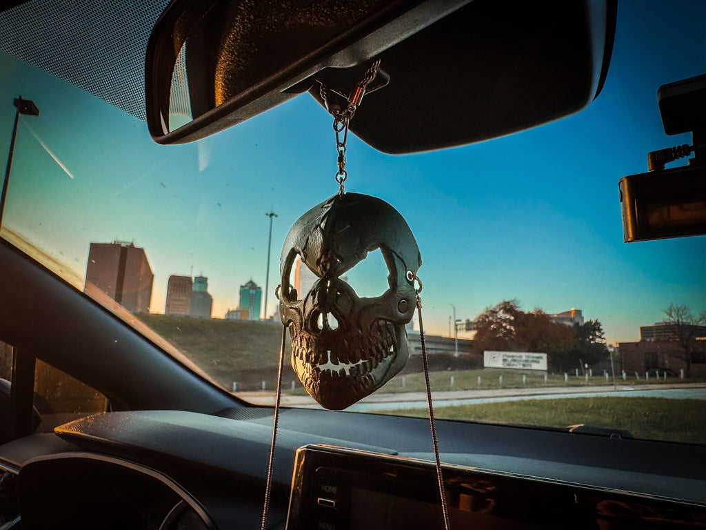 Menacing Skull Leather Mini Mask – Handcrafted Charm for Rearview Mirrors, Handbags, Lanyards, Party Favors & More Rockwell Masks