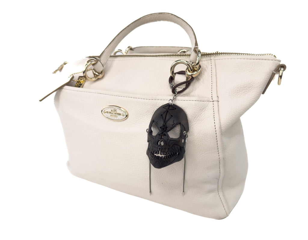 Menacing Skull Leather Mini Mask – Handcrafted Charm for Rearview Mirrors, Handbags, Lanyards, Party Favors & More Rockwell Masks