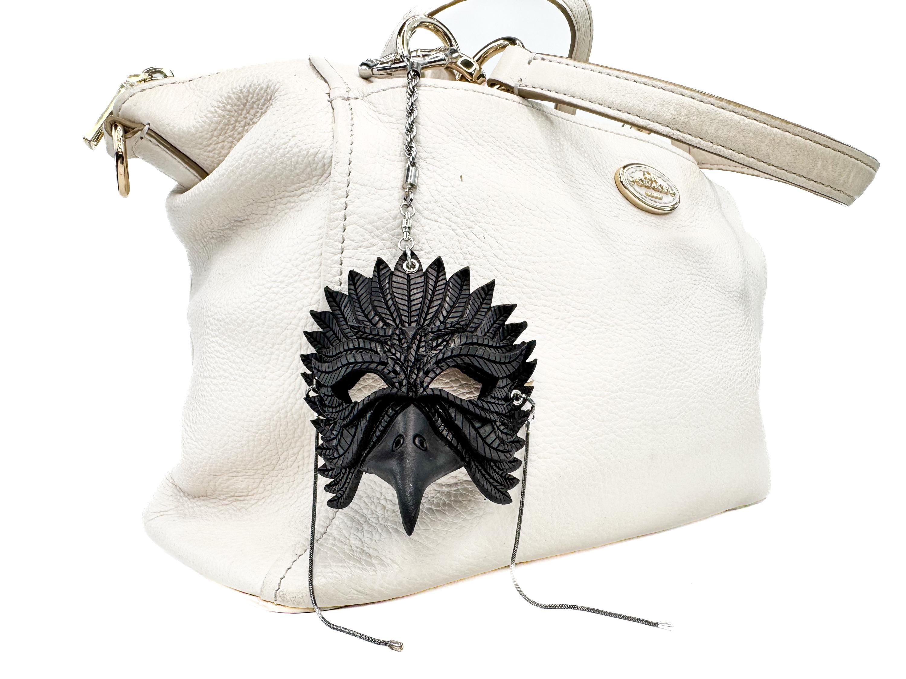 Elegant Raven Leather Mini Mask – Handcrafted Charm for Rearview Mirrors, Handbags, Lanyards, Party Favors & More Rockwell Masks