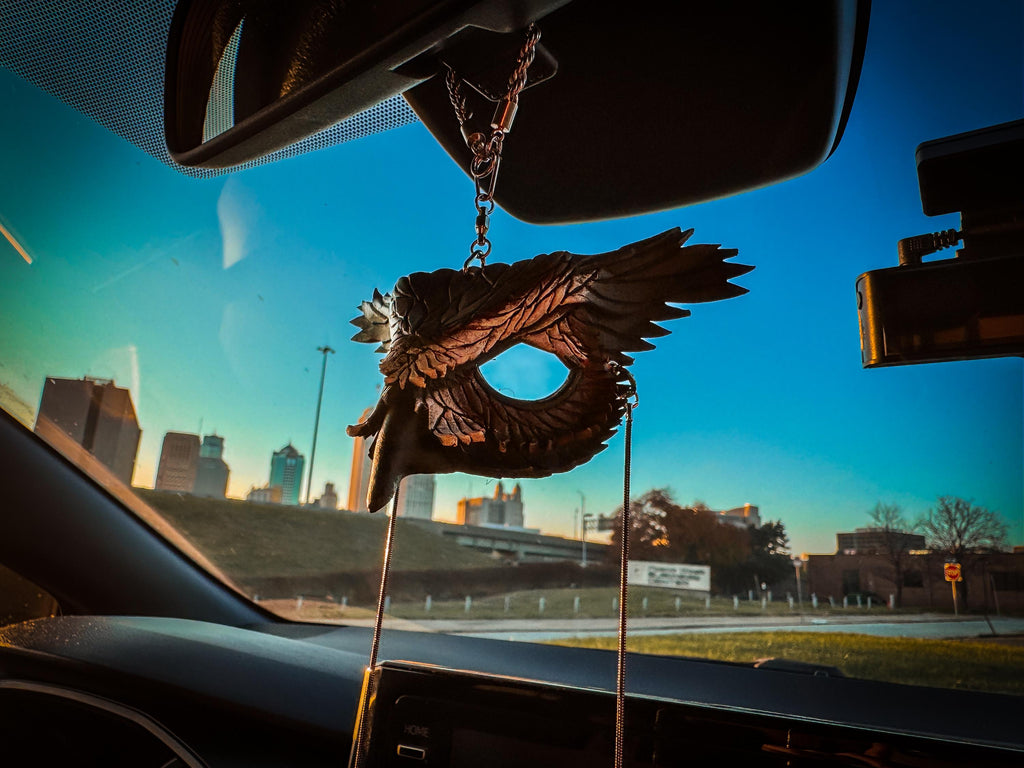 Wise Owl Leather Mini Mask – Handcrafted Charm for Rearview Mirrors, Handbags, Lanyards, Party Favors & More Rockwell Masks