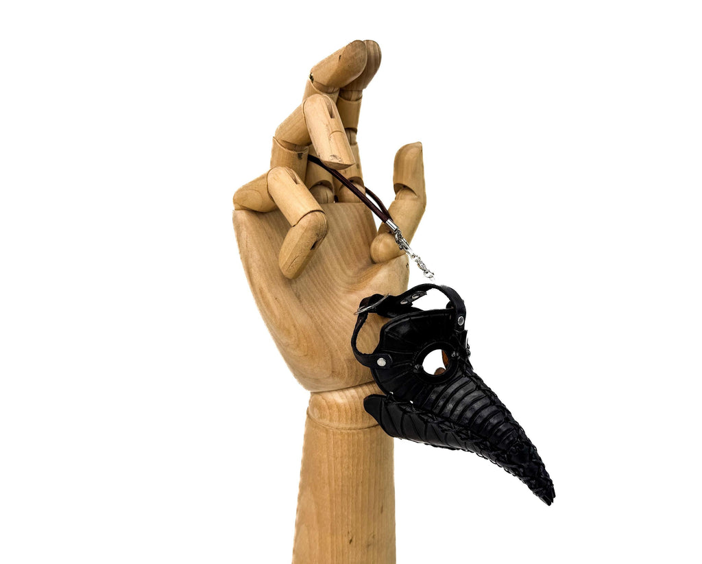 Plague Doctor Leather Mini Mask – Handcrafted Charm for Rearview Mirrors, Handbags, Lanyards, Party Favors & More Rockwell Masks