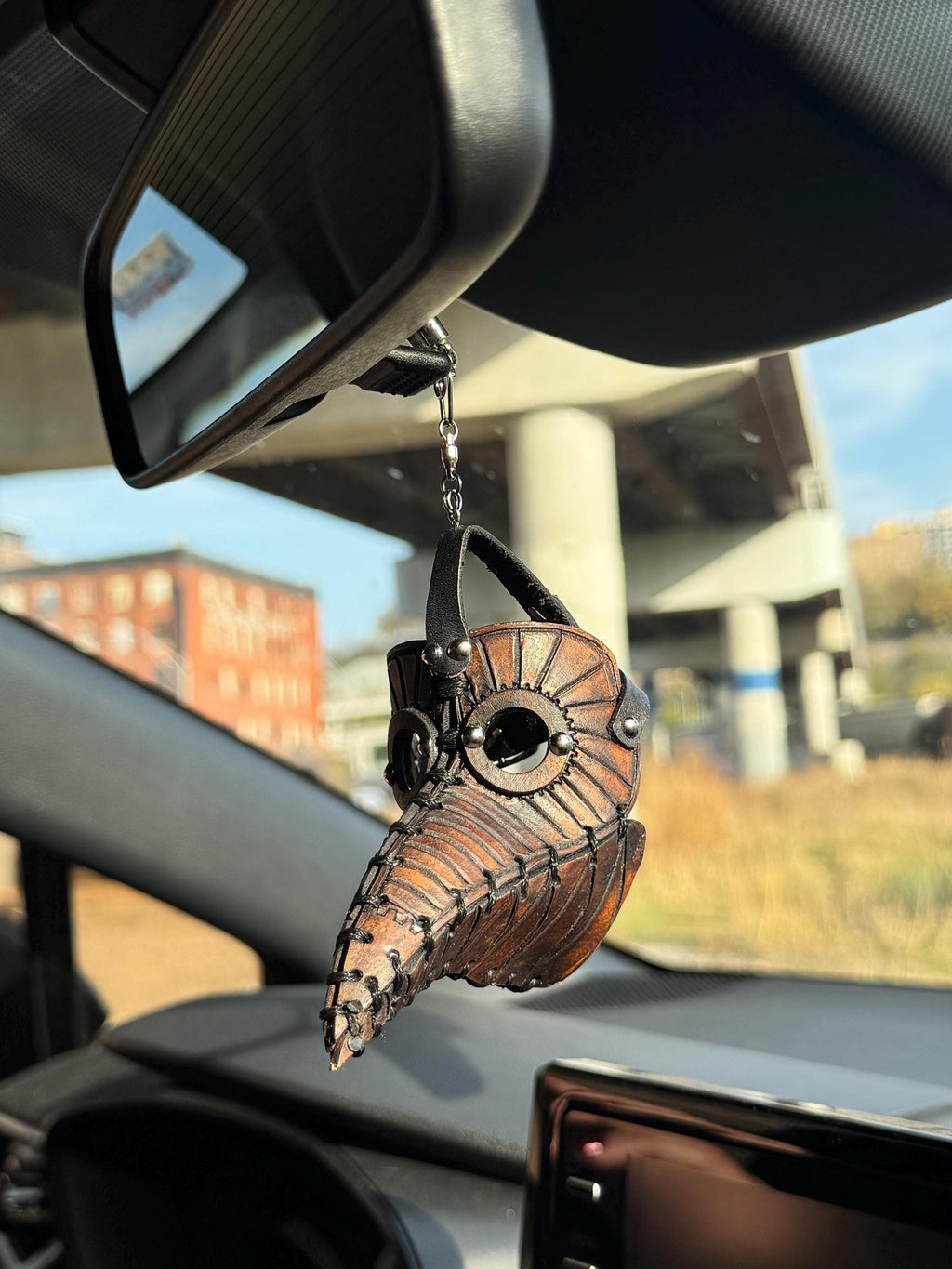 Plague Doctor Leather Mini Mask – Handcrafted Charm for Rearview Mirrors, Handbags, Lanyards, Party Favors & More Rockwell Masks