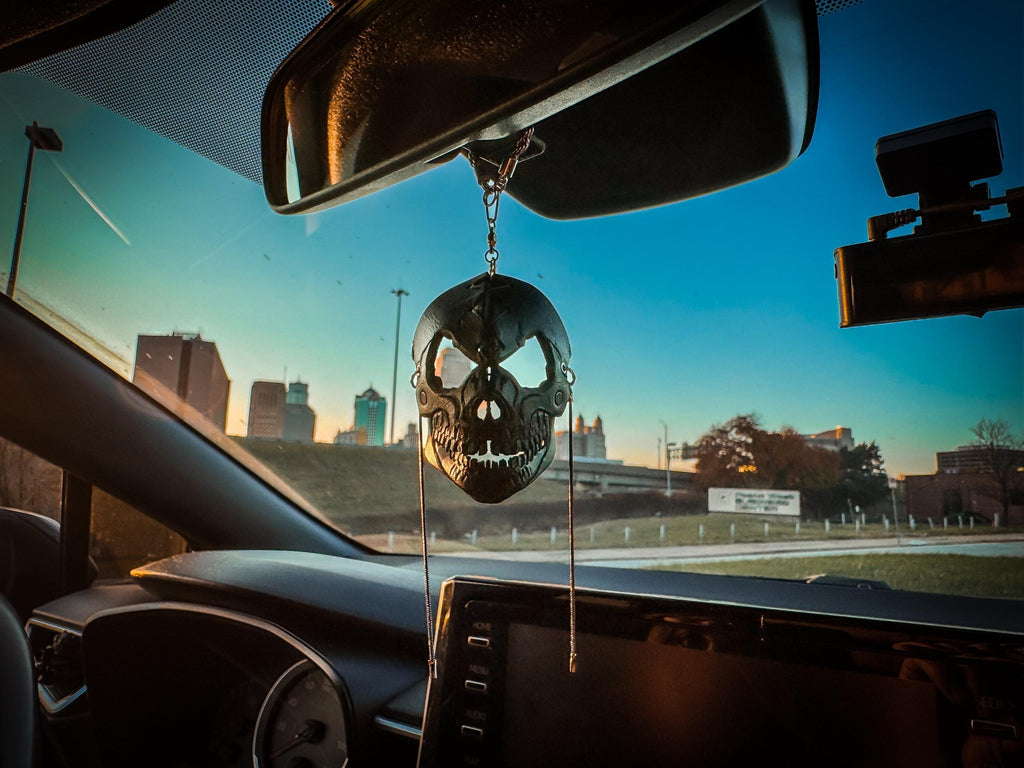 Menacing Skull Leather Mini Mask – Handcrafted Charm for Rearview Mirrors, Handbags, Lanyards, Party Favors & More Rockwell Masks