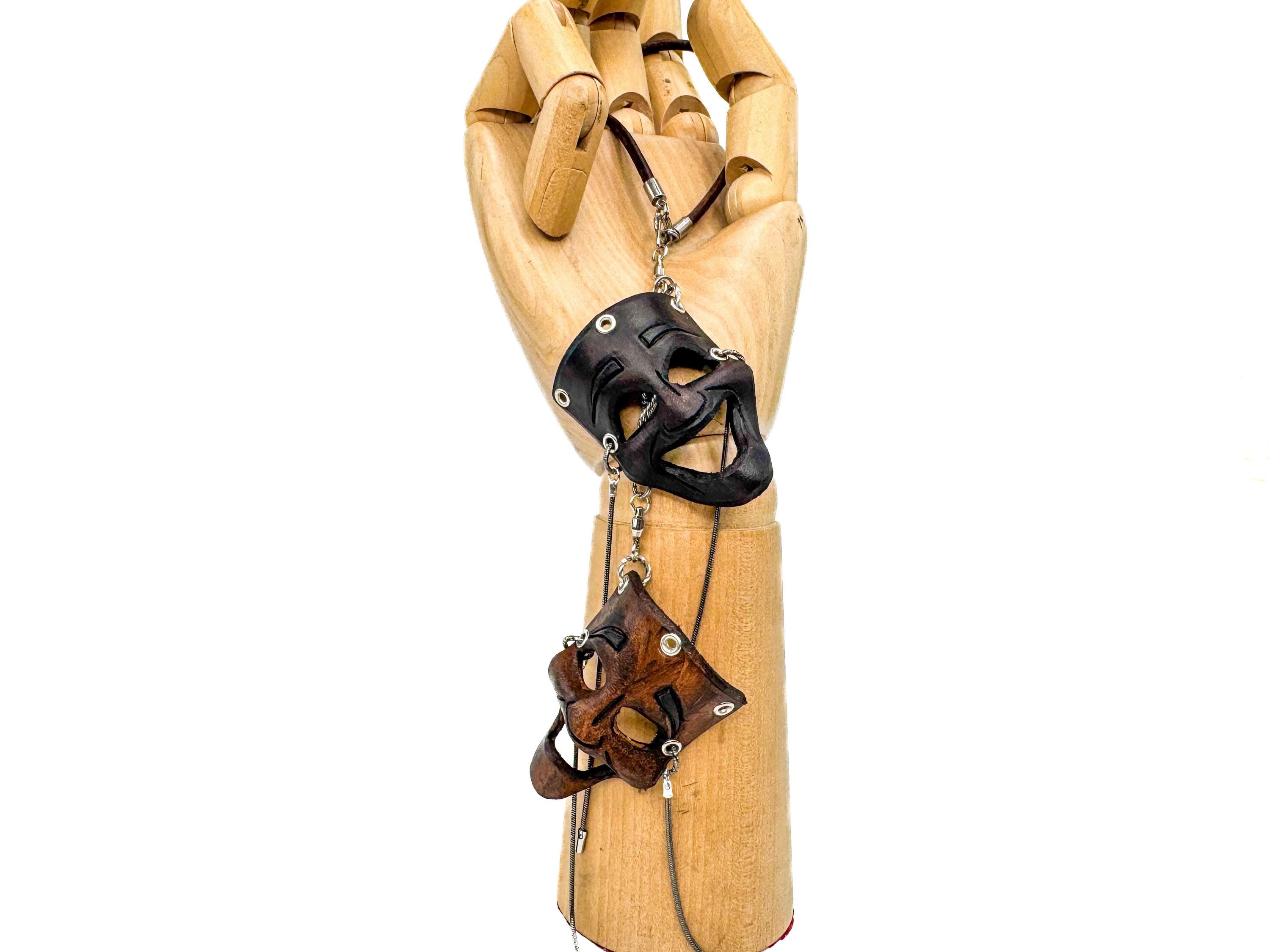 Olde Theatre Leather Mini Mask – Handcrafted Charm for Rearview Mirrors, Handbags, Lanyards, Party Favors & More Rockwell Masks