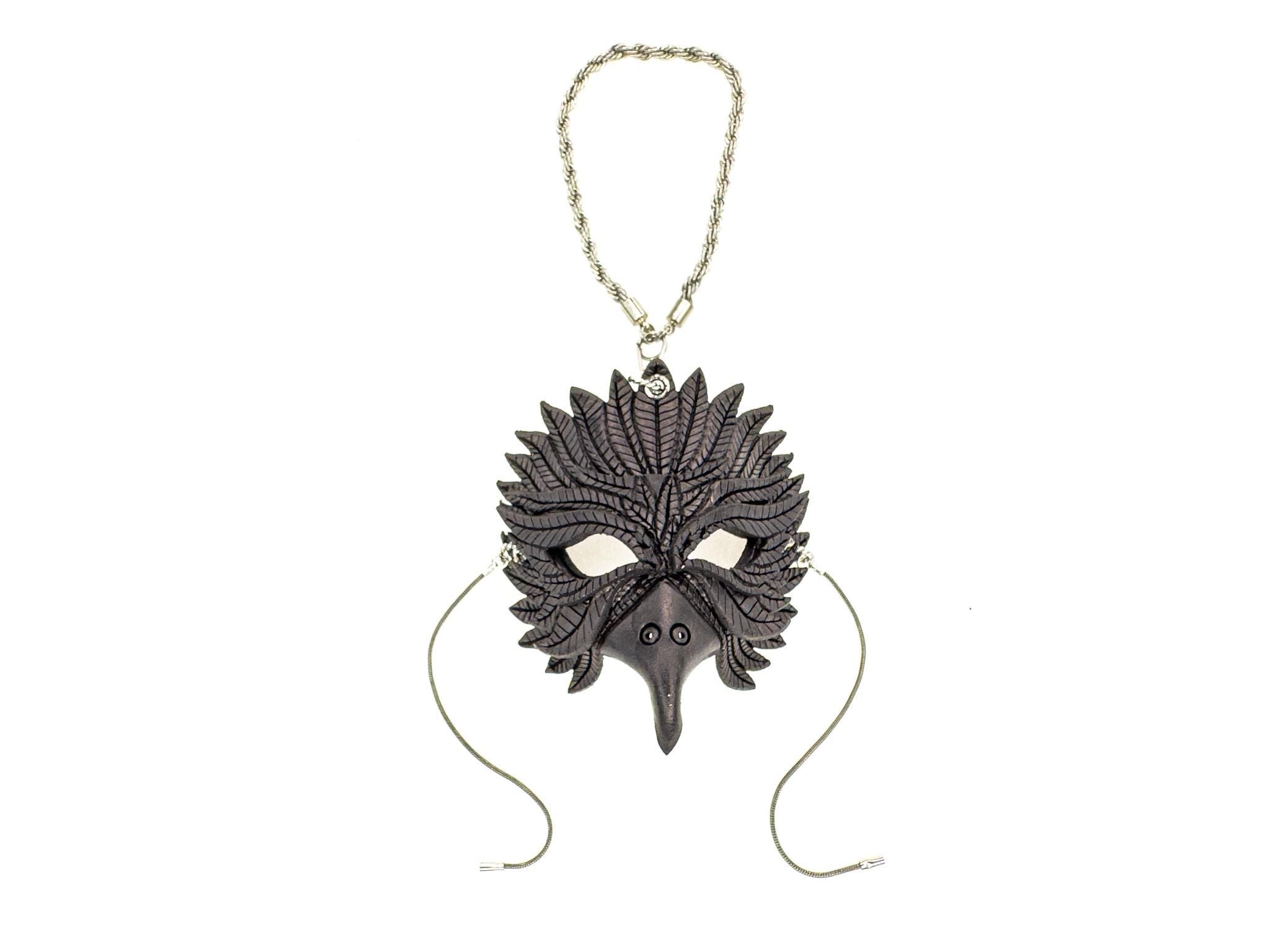Elegant Raven Leather Mini Mask – Handcrafted Charm for Rearview Mirrors, Handbags, Lanyards, Party Favors & More Rockwell Masks