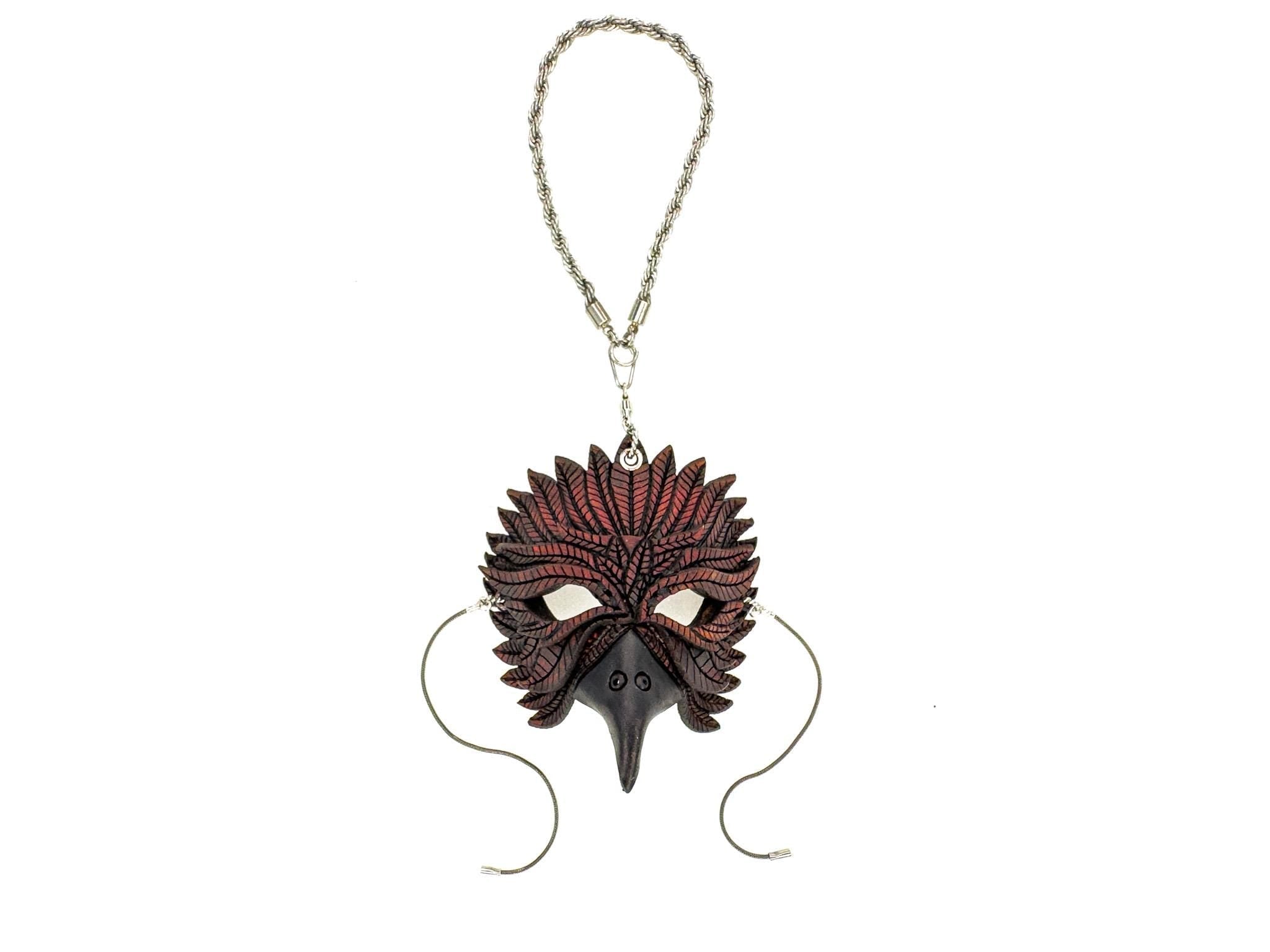 Elegant Raven Leather Mini Mask – Handcrafted Charm for Rearview Mirrors, Handbags, Lanyards, Party Favors & More Rockwell Masks