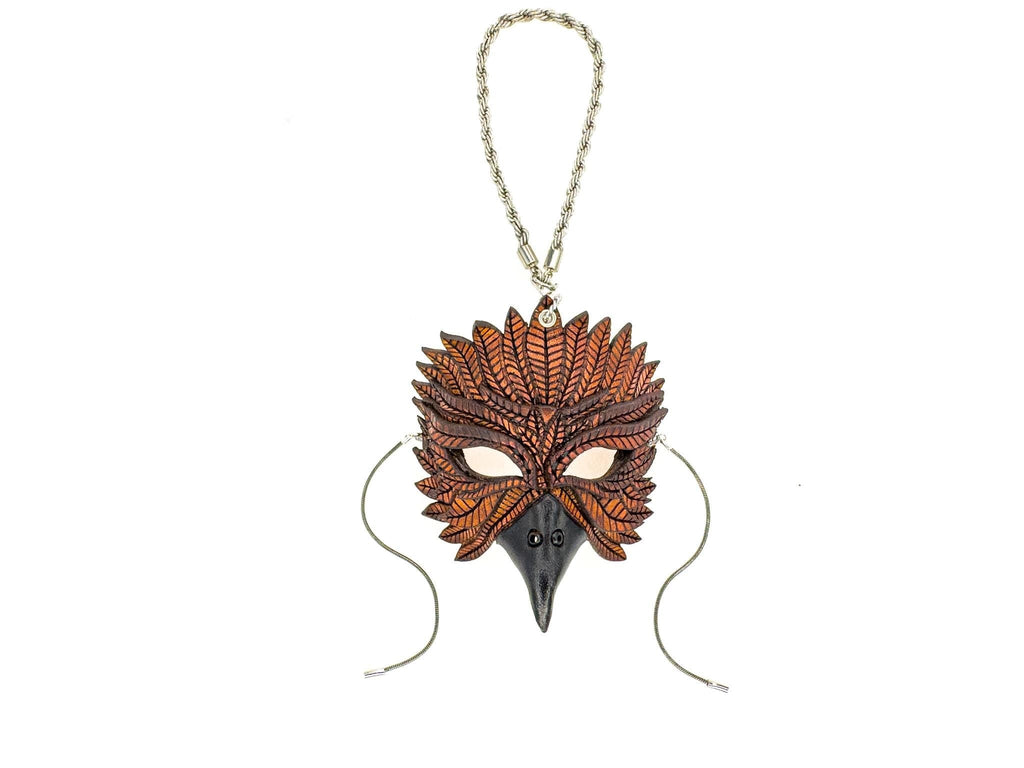 Elegant Raven Leather Mini Mask – Handcrafted Charm for Rearview Mirrors, Handbags, Lanyards, Party Favors & More Rockwell Masks