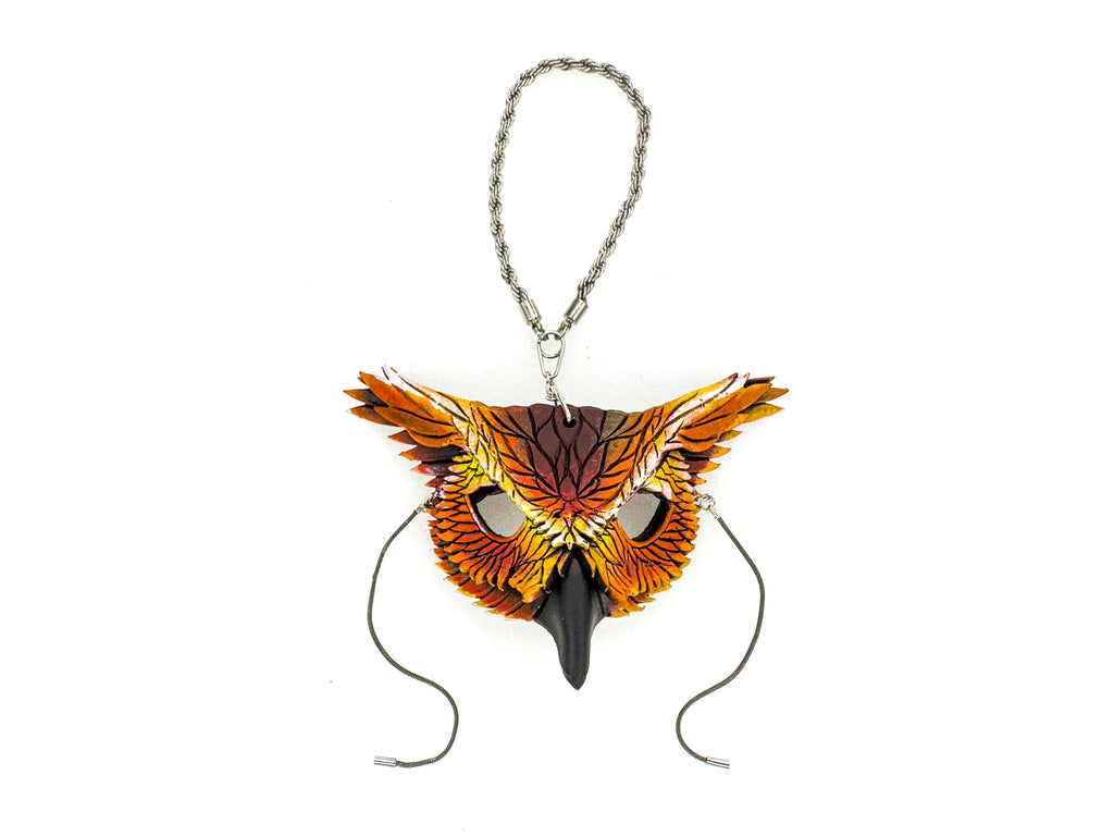 Wise Owl Leather Mini Mask – Handcrafted Charm for Rearview Mirrors, Handbags, Lanyards, Party Favors & More Rockwell Masks