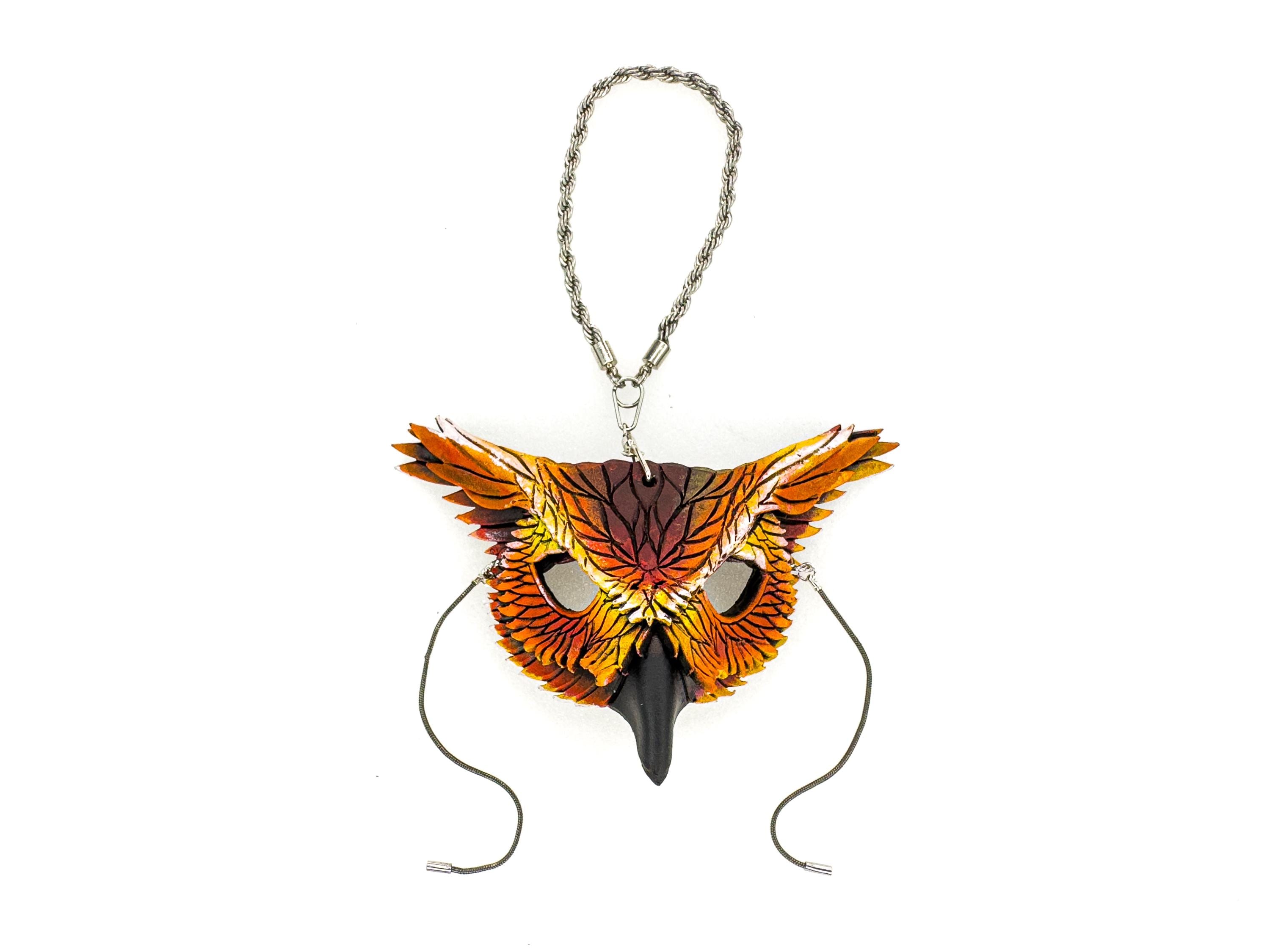 Wise Owl Leather Mini Mask – Handcrafted Charm for Rearview Mirrors, Handbags, Lanyards, Party Favors & More Rockwell Masks