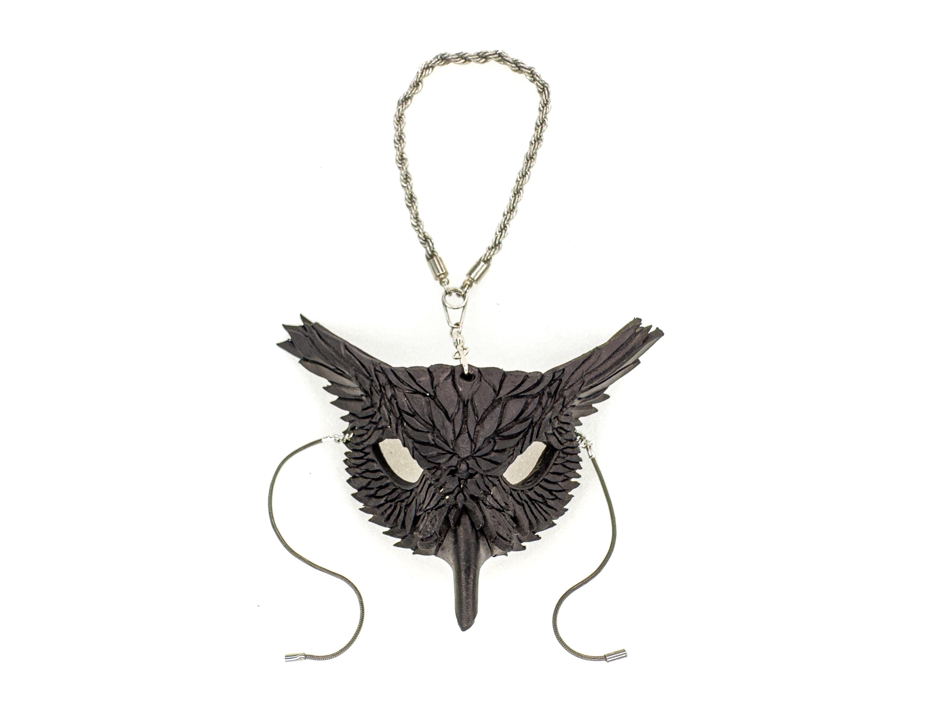 Wise Owl Leather Mini Mask – Handcrafted Charm for Rearview Mirrors, Handbags, Lanyards, Party Favors & More Rockwell Masks
