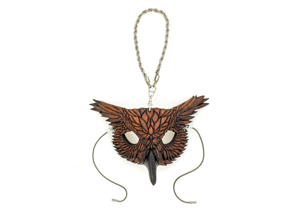 Wise Owl Leather Mini Mask – Handcrafted Charm for Rearview Mirrors, Handbags, Lanyards, Party Favors & More Rockwell Masks