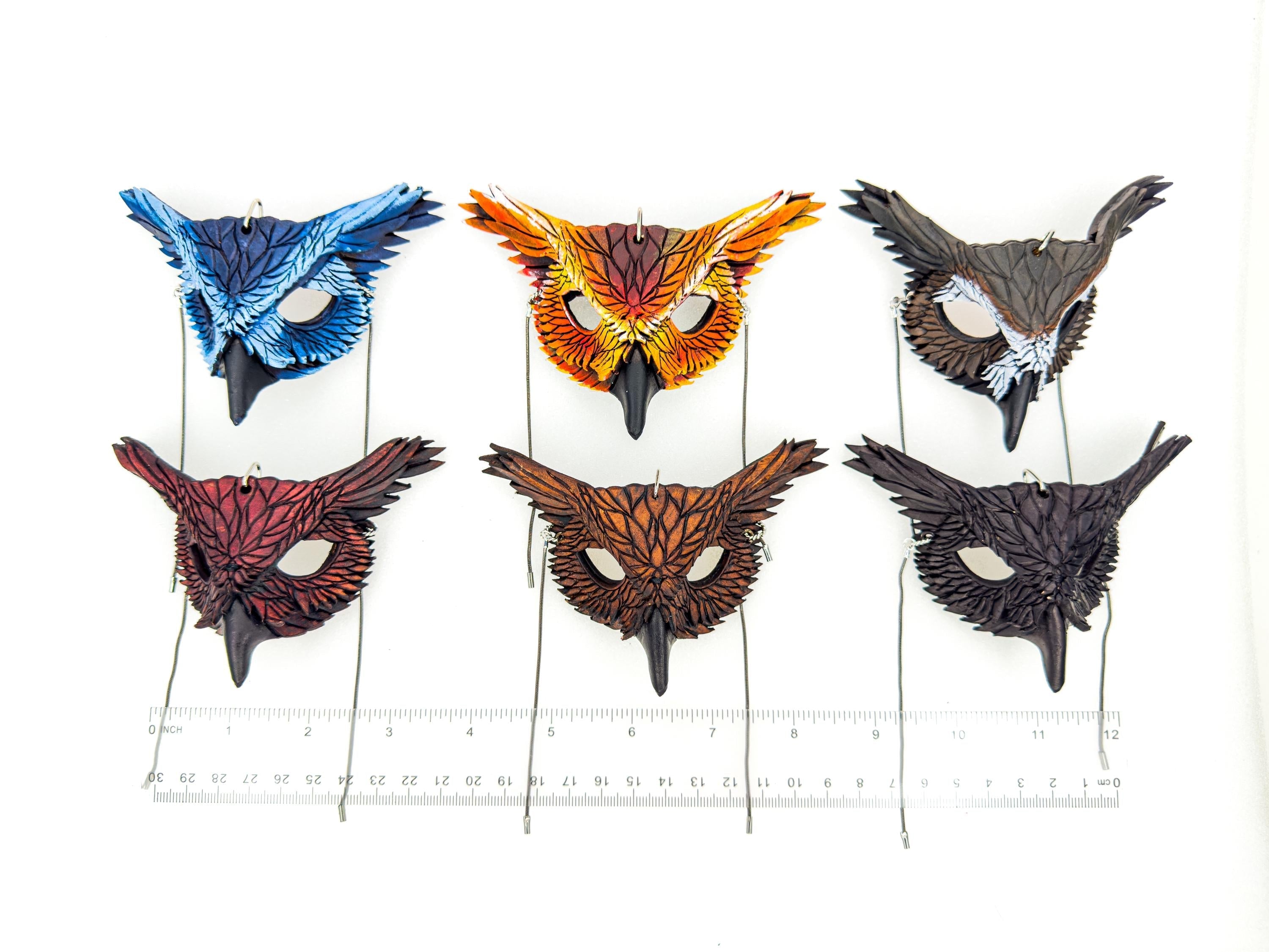 Wise Owl Leather Mini Mask – Handcrafted Charm for Rearview Mirrors, Handbags, Lanyards, Party Favors & More Rockwell Masks